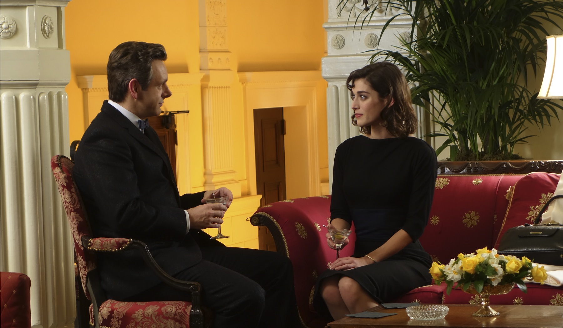 Michael Sheen as Dr. William Masters and Lizzy Caplan as Virginia Johnson in Masters of Sex (Michael Desmond—Showtime)