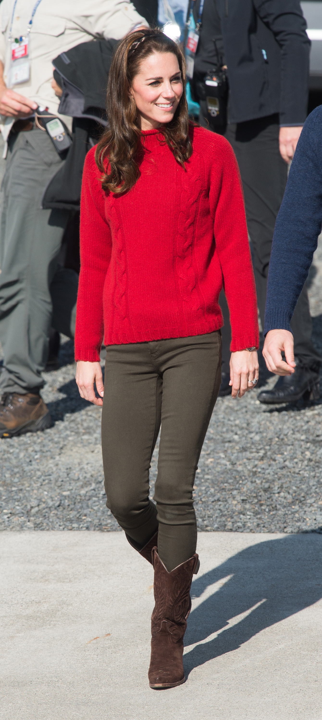 Catherine, Duchess of Cambridge, arrives for a fishing boat trip in Haida Gwaii, Canada, on Sept. 30, 2016.