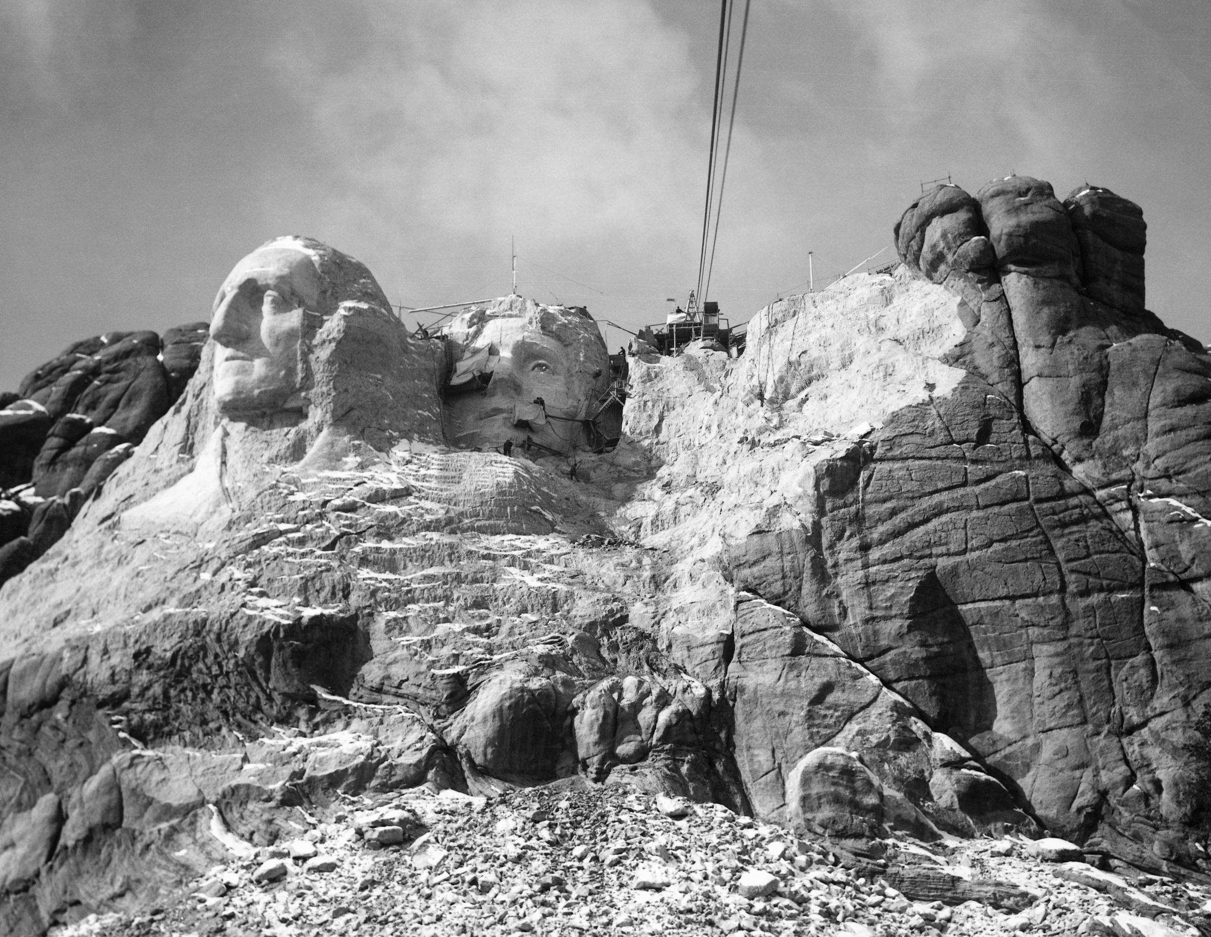 View of Mount Rushmore in Progress