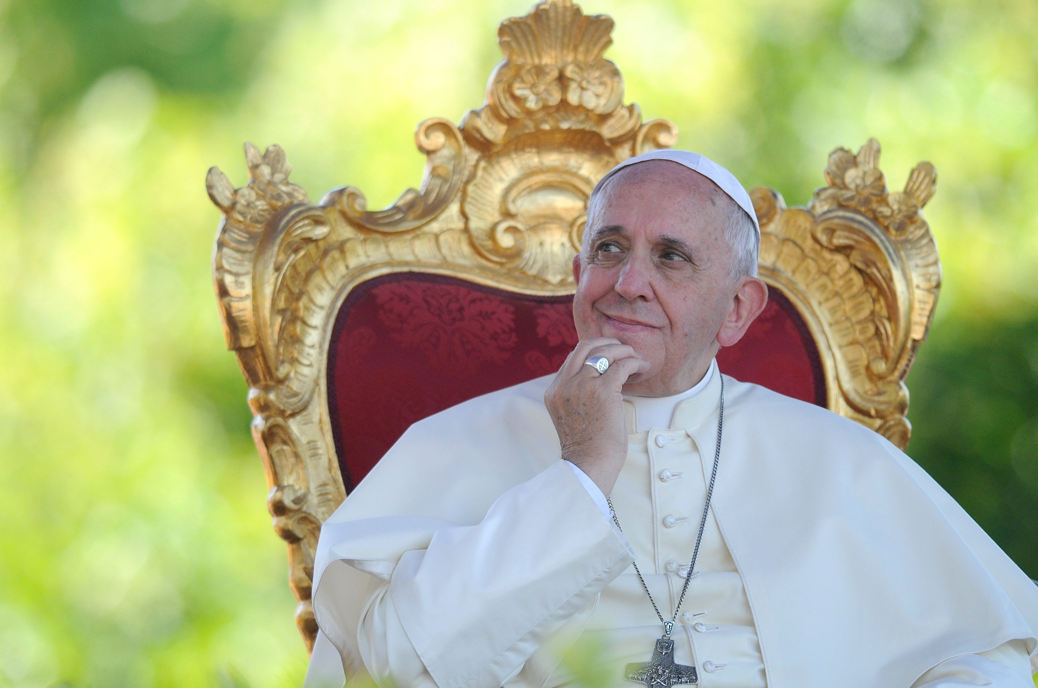 Pope Francis attends a meeting with young people at the Sanctuary of Castelpetroso in Campobasso, Italy on July 5, 2014. (Franco Origlia—Getty Images)