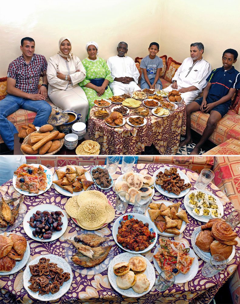 The Aazzab family waits to break their fast in Casablanca, Morocco on July 5, 2014.