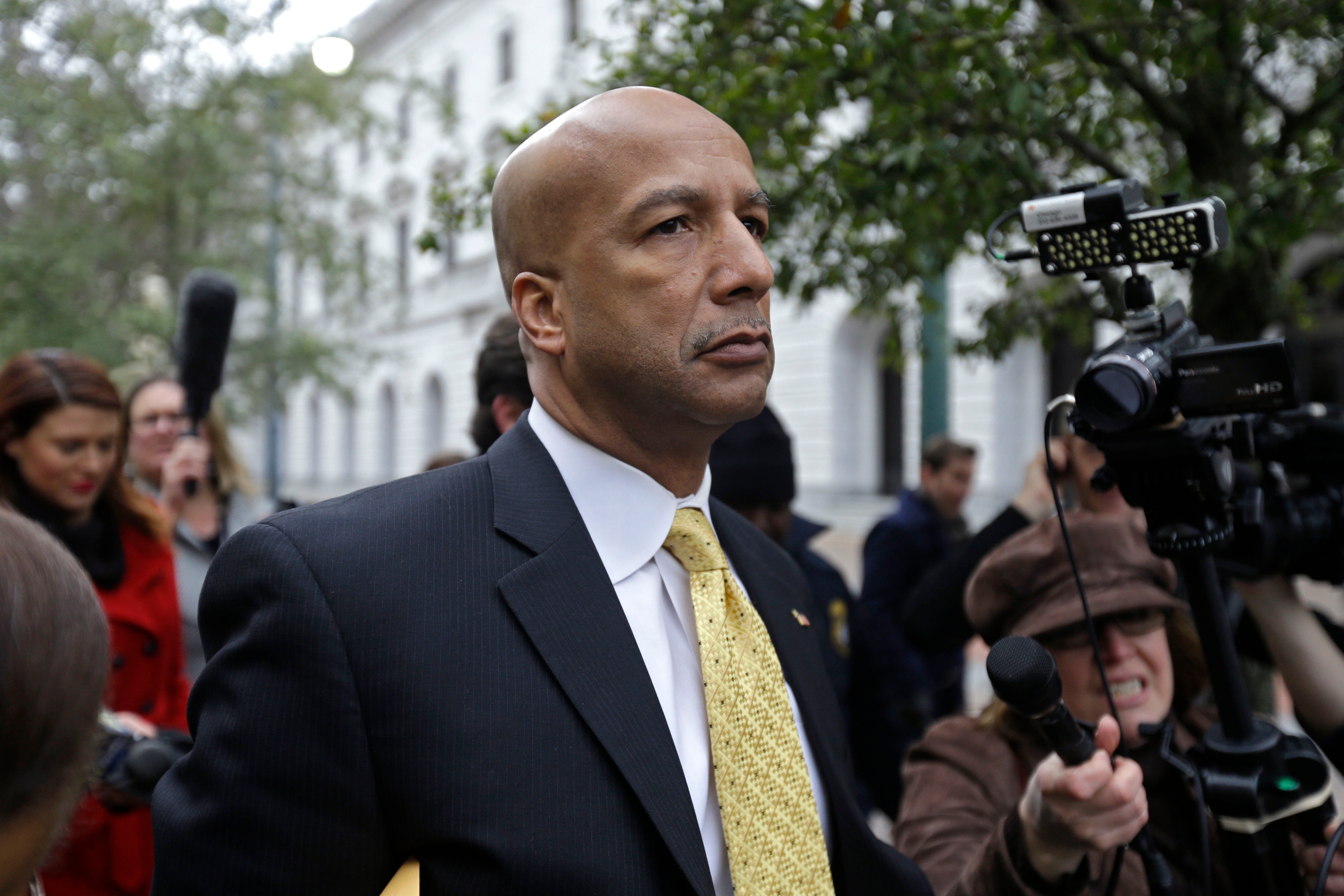 Former New Orleans Mayor Ray Nagin leaves federal court after his conviction in New Orleans, Feb. 12, 2014. (Gerald Herbert—AP)
