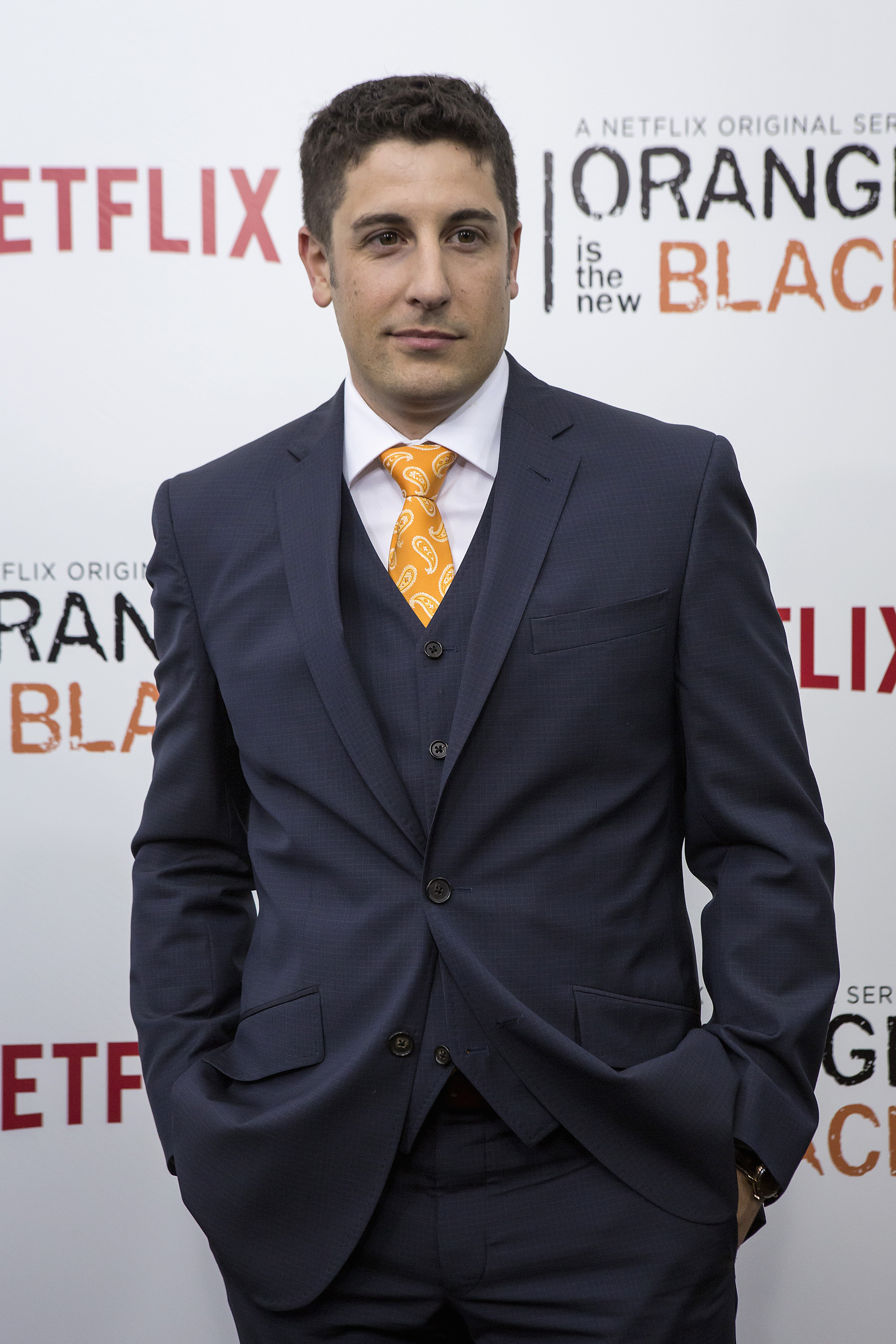 Cast member Jason Biggs attends the season two premiere of "Orange is the New Black" in New York on May 15, 2014. Biggs sparked public outrage after a series of controversial Twitter posts about Malaysia Airlines flight MH17 shortly after it crashed. (Eric Thayer&mdash;Reuters)