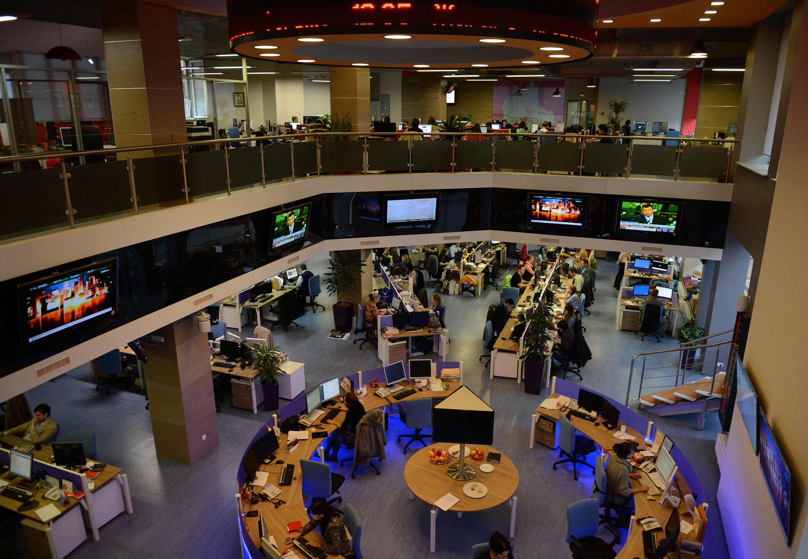 An internal view of the former Russian RIA Novosti news agency headquarters, which is now Rossia Segodnya (Russia Today) global news agency since President Vladimir Putin signed a decree liquidating the former news agency, in the capital Moscow, on Dec, 12, 2013. (Sefa Karacan—Anadolu Agency/Getty Images)