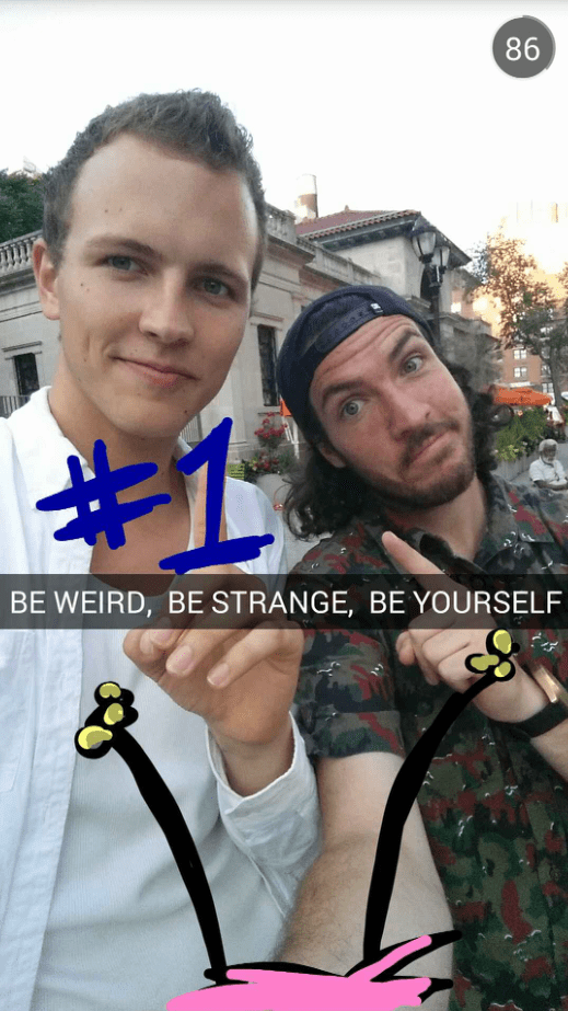 Snapchat stars Jerome Jarre and Shonduras pose in a Snapchat (Shonduras)