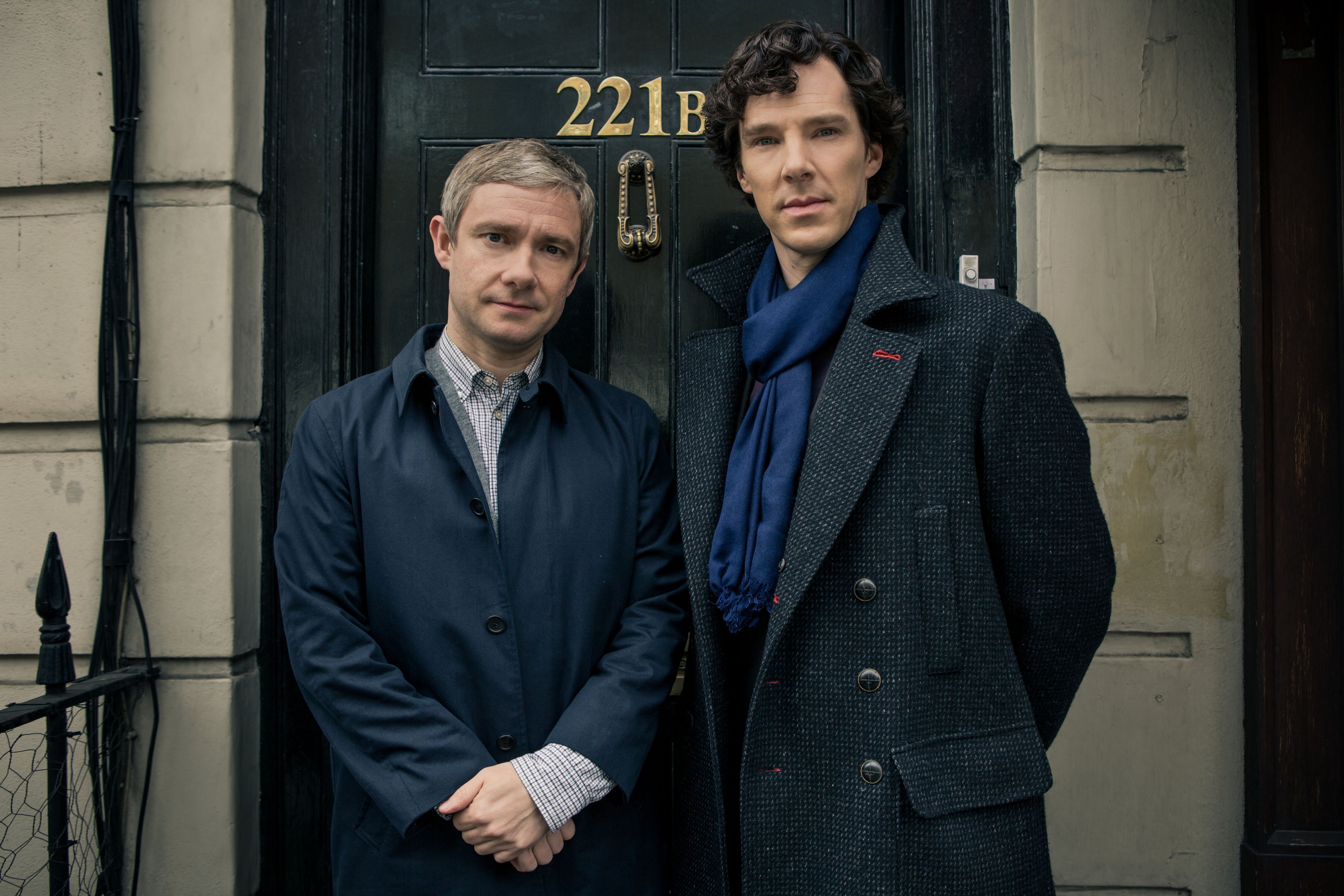 From left: Martin Freeman as Dr. John Watson and Benedict Cumberbatch as Sherlock Holmes (Robert Viglasky—Hartswood Films/MASTERPIECE)
