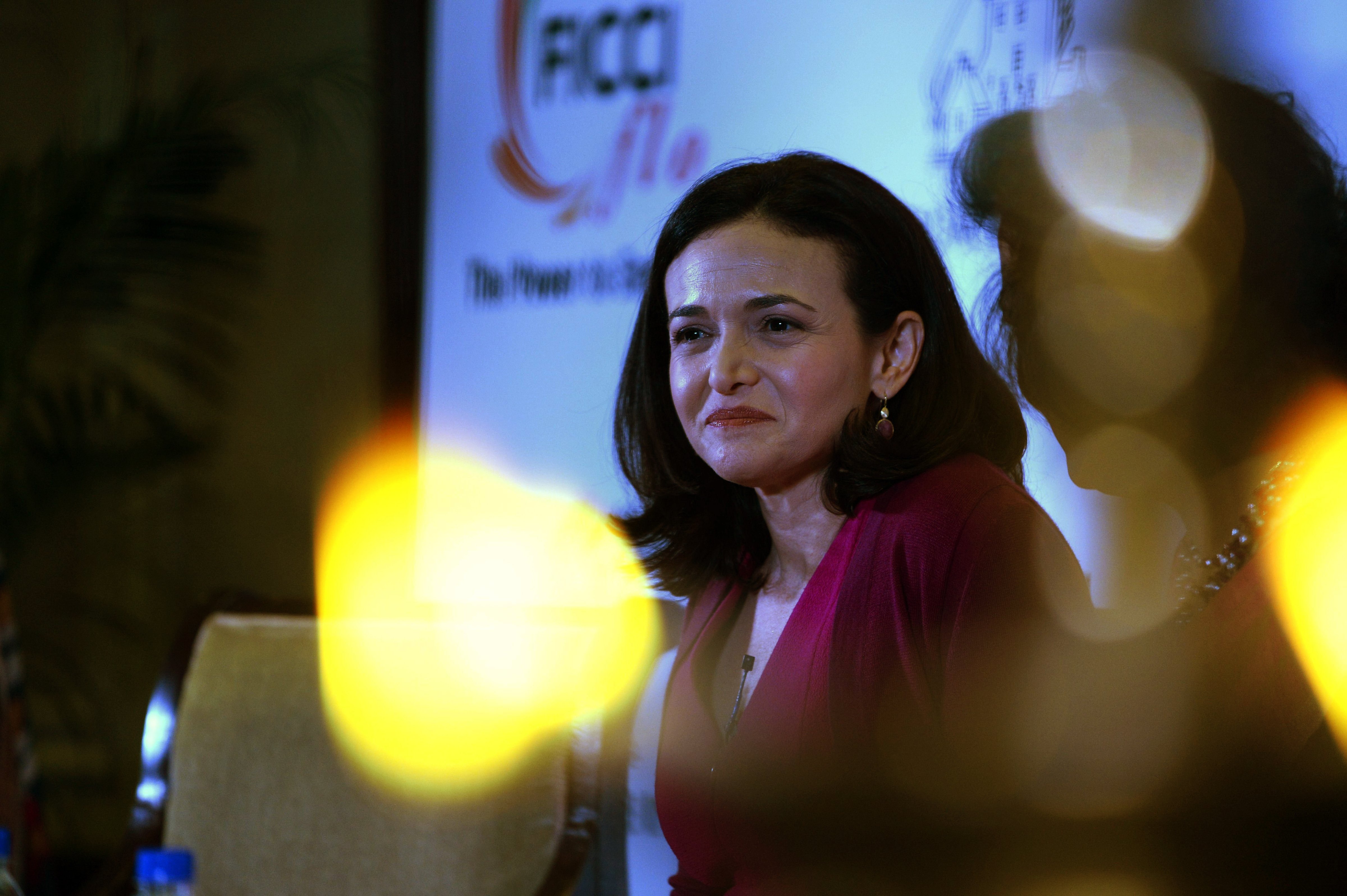 Facebook chief operating officer (COO), Sheryl Sandberg addresses an interactive session organized by the women's wing of the Federation of Indian Chambers of Commerce and Industry (FICCI) in New Delhi on July 2, 2014. (Chandan  Khanna—AFP/Getty Images)
