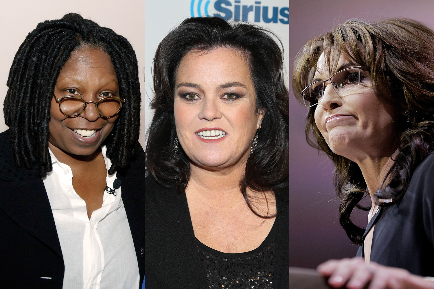 Whoopi Goldberg, Rosie O'Donnell and Sarah Palin (Getty Images (3))