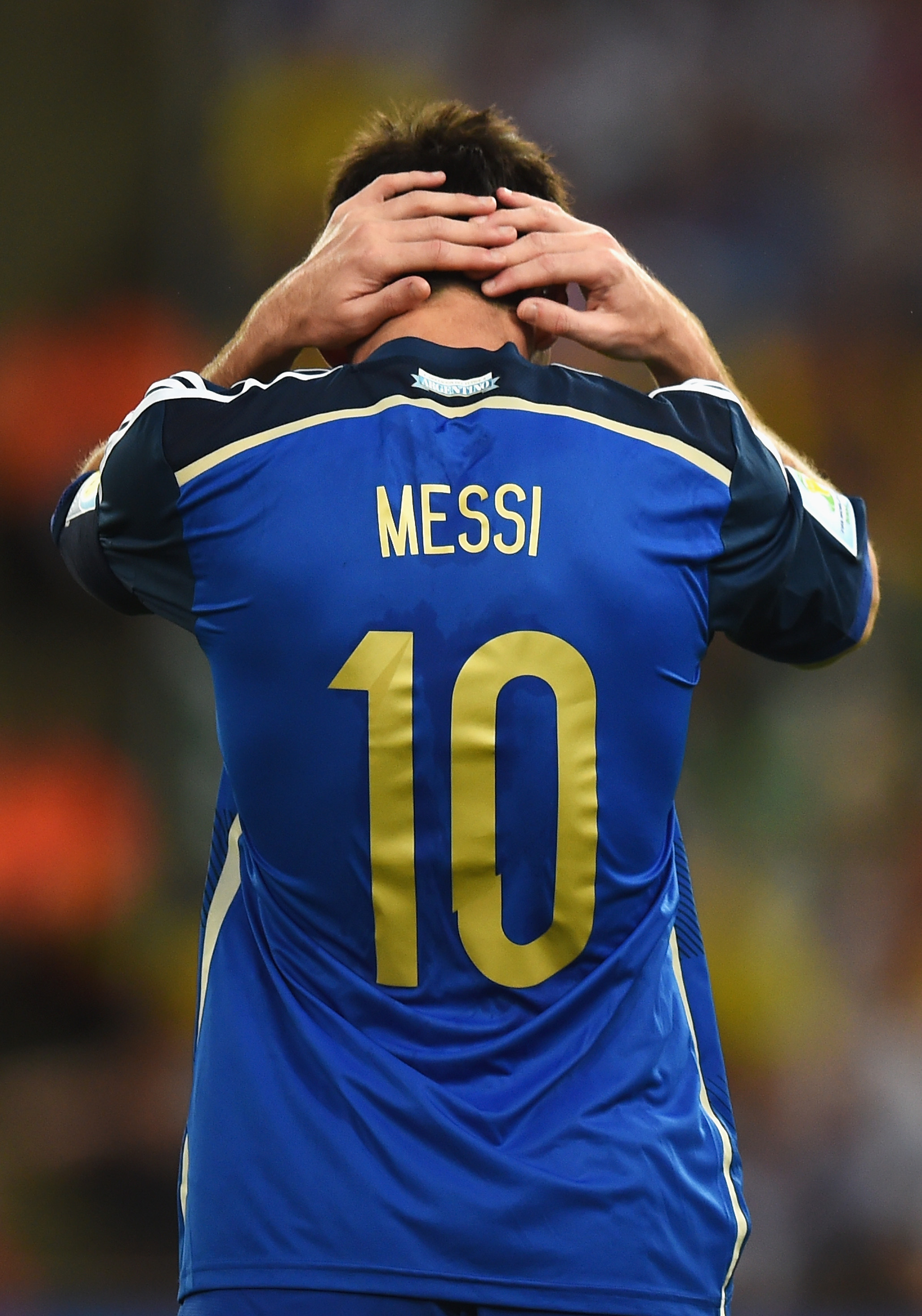 Lionel Messi of Argentina reacts during the 2014 FIFA World Cup match against Germany on July 13 in Rio de Janeiro, Brazil. (Mike Hewitt - FIFA—Getty Images)