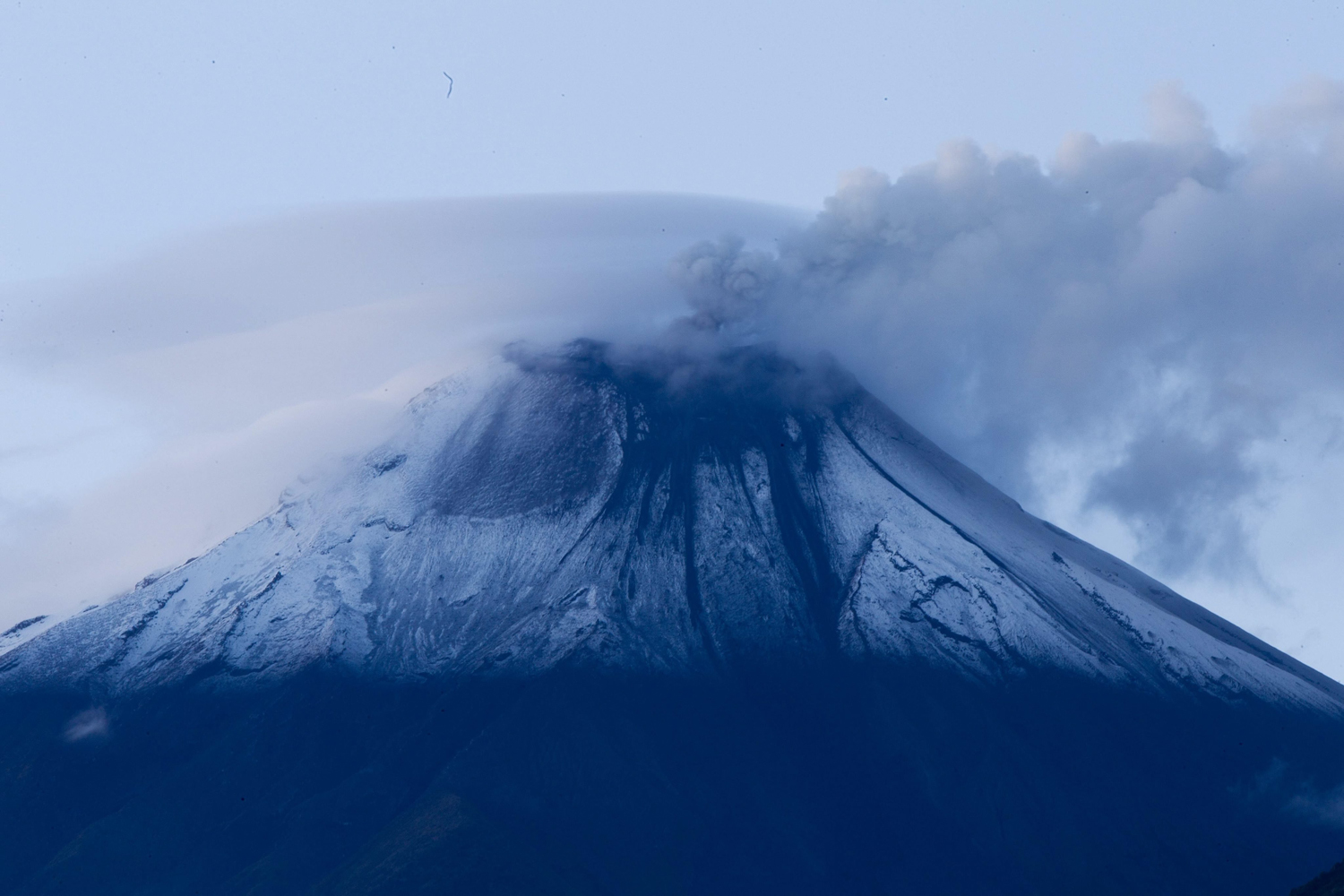 Aug. 28, 2014. View of Tungurahua volcano from the area of Guadalupe, Ecuador. The volcano has registered a moderate to high activity since the end of July.