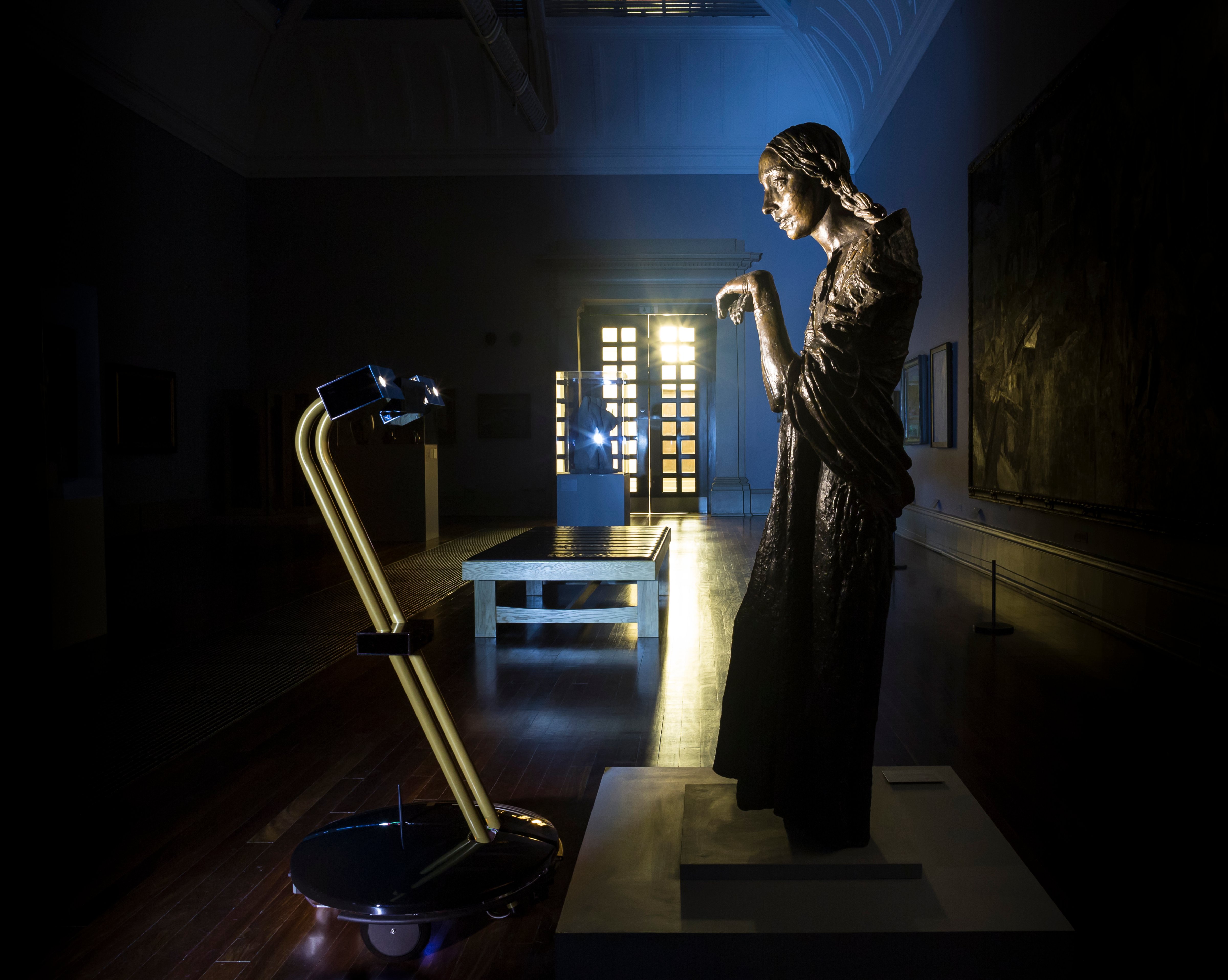 After Dark project robot with Jacob Epstein's The Visitation (1926) at Tate Britain (Alexey Moskvin&mdash;Alexey Moskvin)