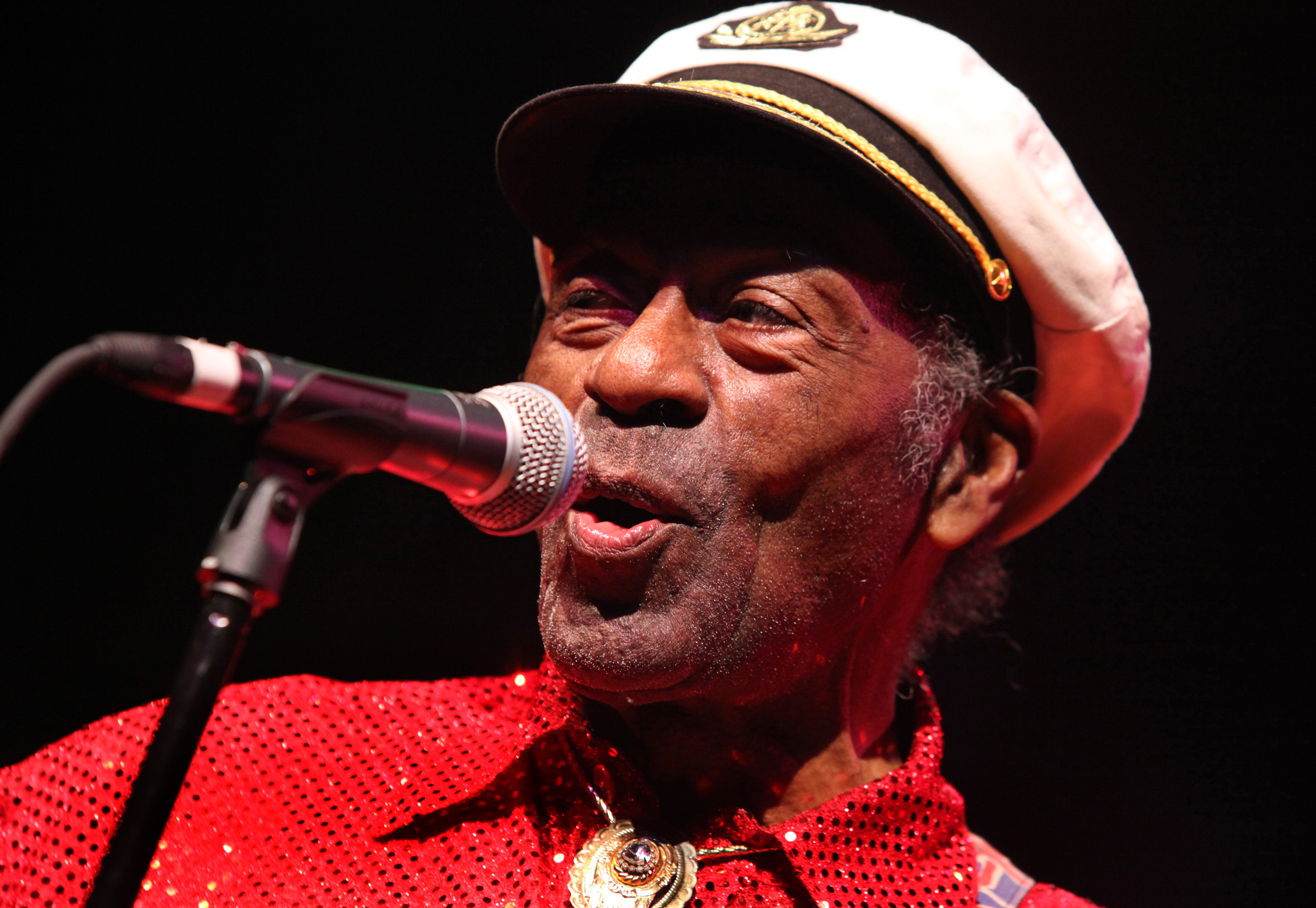 Chuck Berry performs at the Congress Theater on January 1, 2011 in Chicago, Illinois. (Barry Brecheisen/FilmMagic)