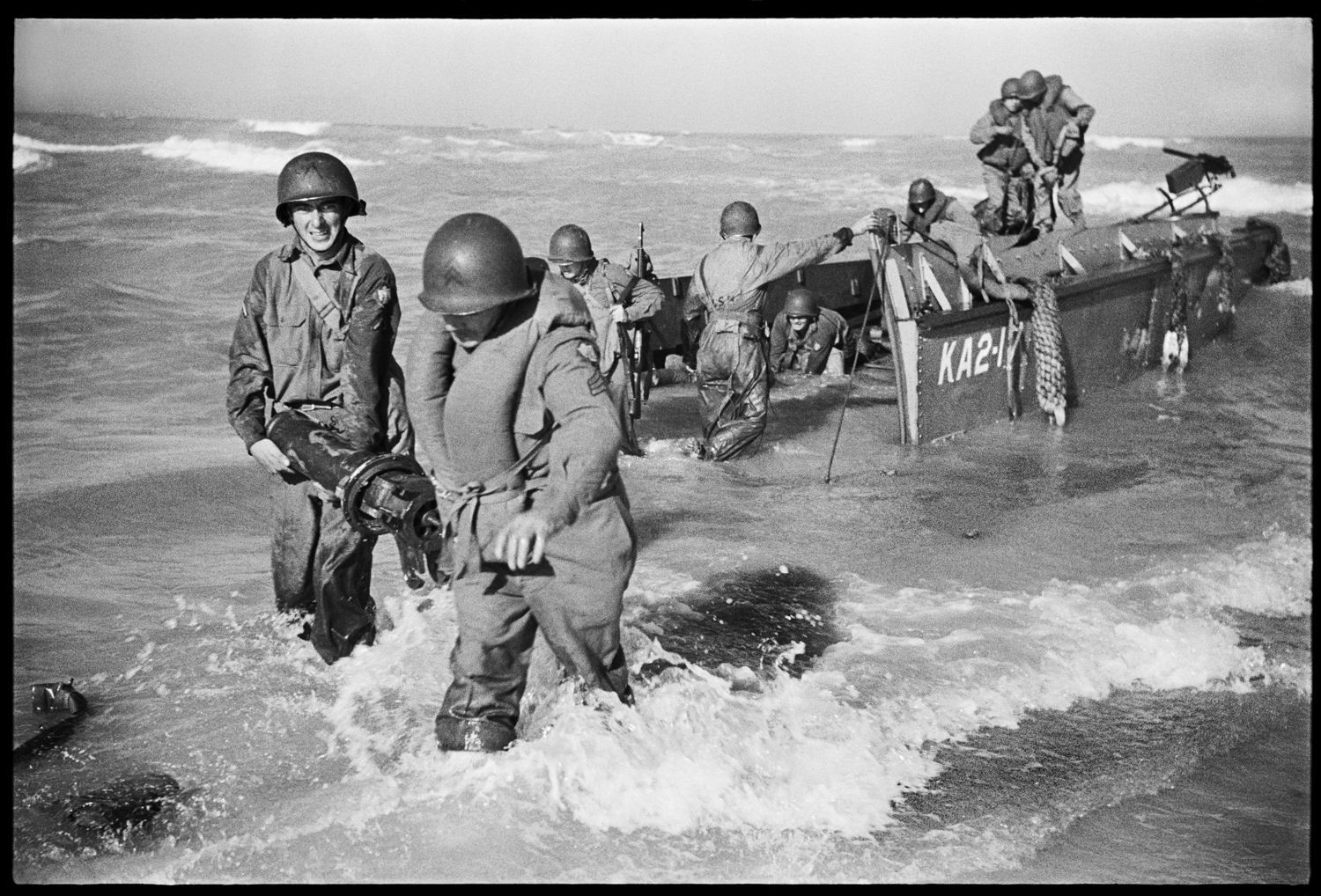 Rangers offloading onto Licata Beach, Invasion Day, July 11, 1943.