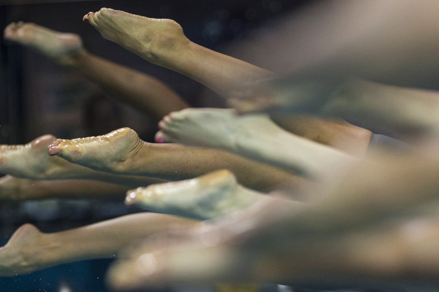 Athletes compete in women's 200m freestyle heat at the 2014 Nanjing Youth Olympic Games in Nanjing