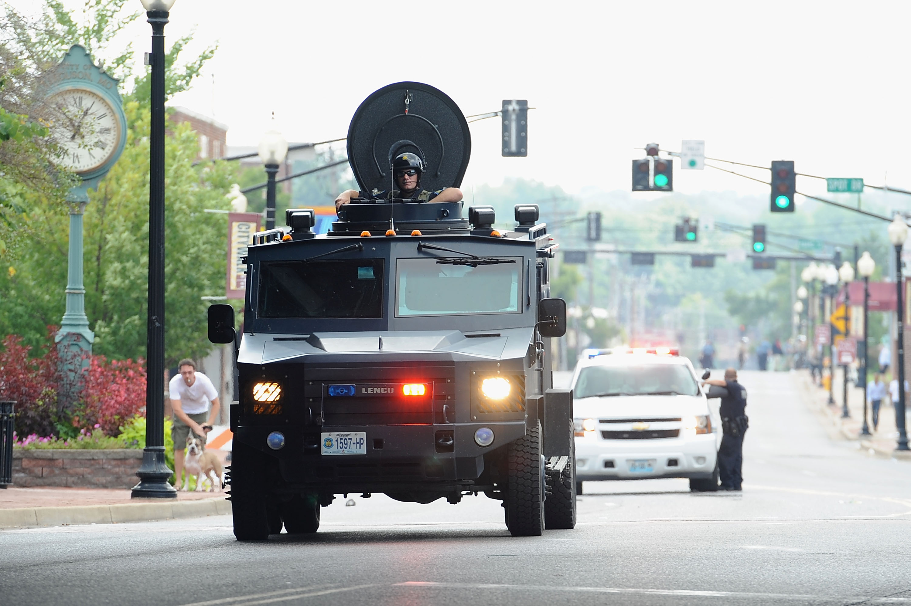 A Missouri State Highway Patrol tactical vehicle patrolling Ferguson. (Michael B. Thomas / Getty Images)