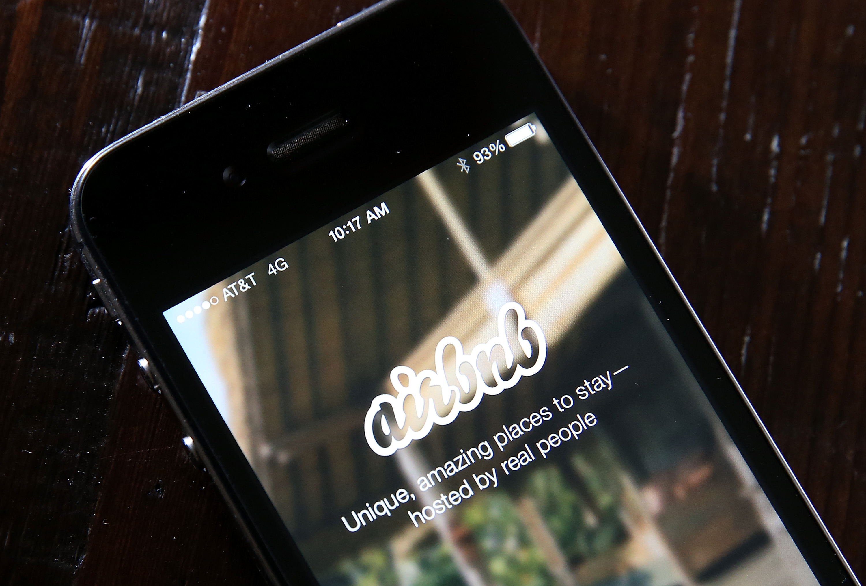 The Airbnb app is displayed on a smartphone on April 21, 2014 in San Anselmo, California. (Justin Sullivan—Getty Images)