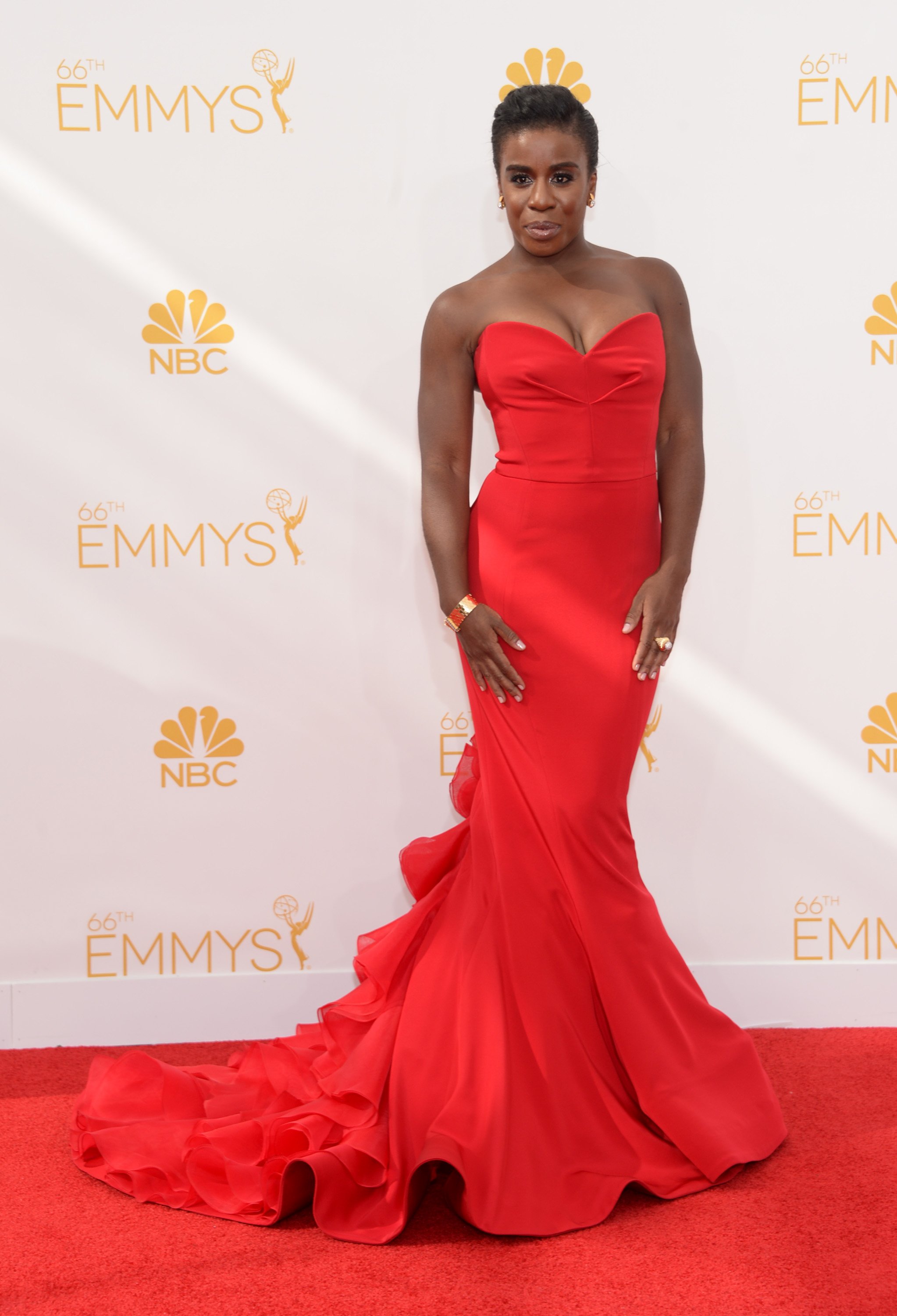 Uzo Aduba arrives at the 66th Primetime Emmy Awards at the Nokia Theatre L.A. Live on Monday, Aug. 25, 2014, in Los Angeles. (Evan Agostini—Invision/AP)