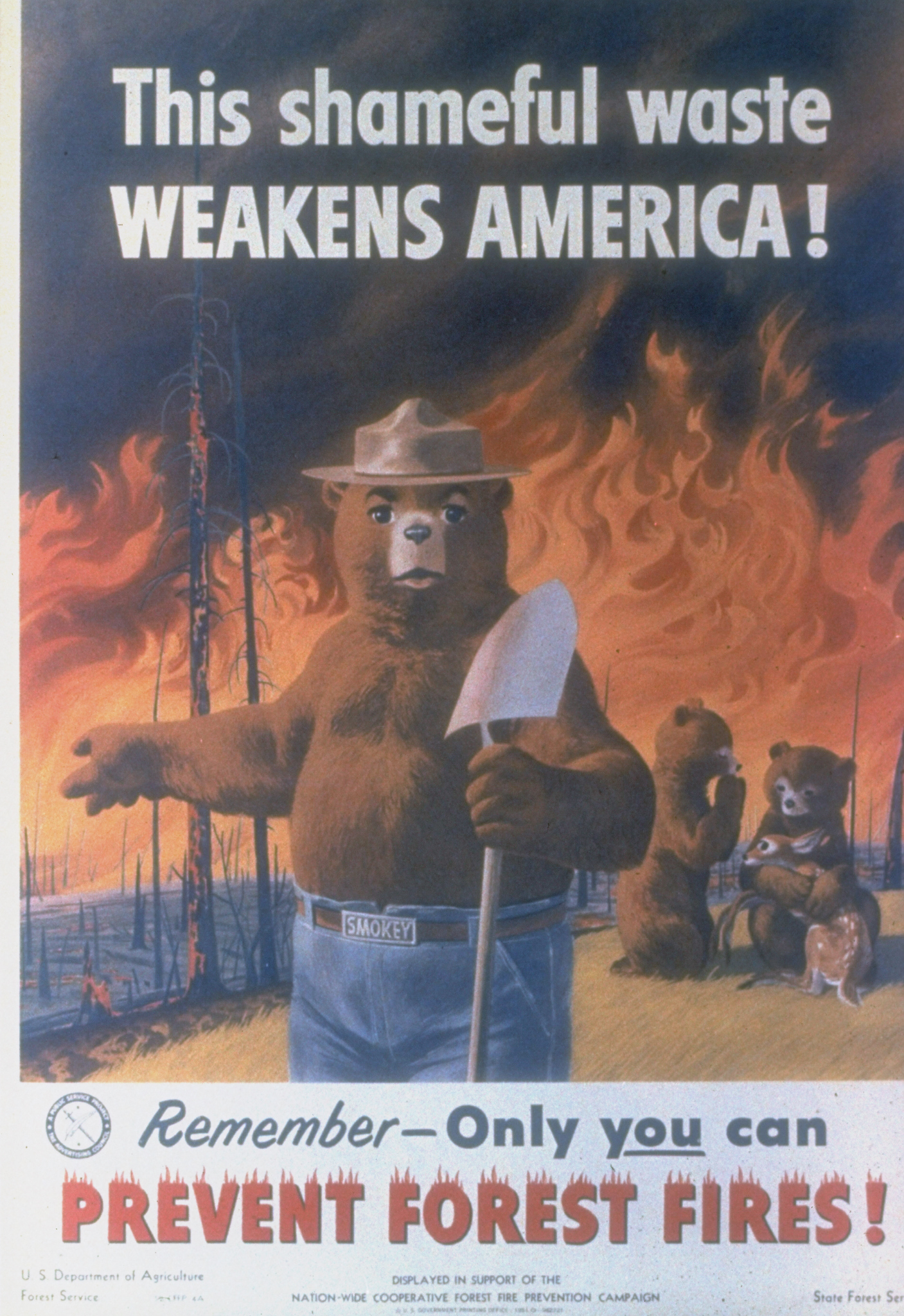 Early poster of Smokey the Bear w. capti