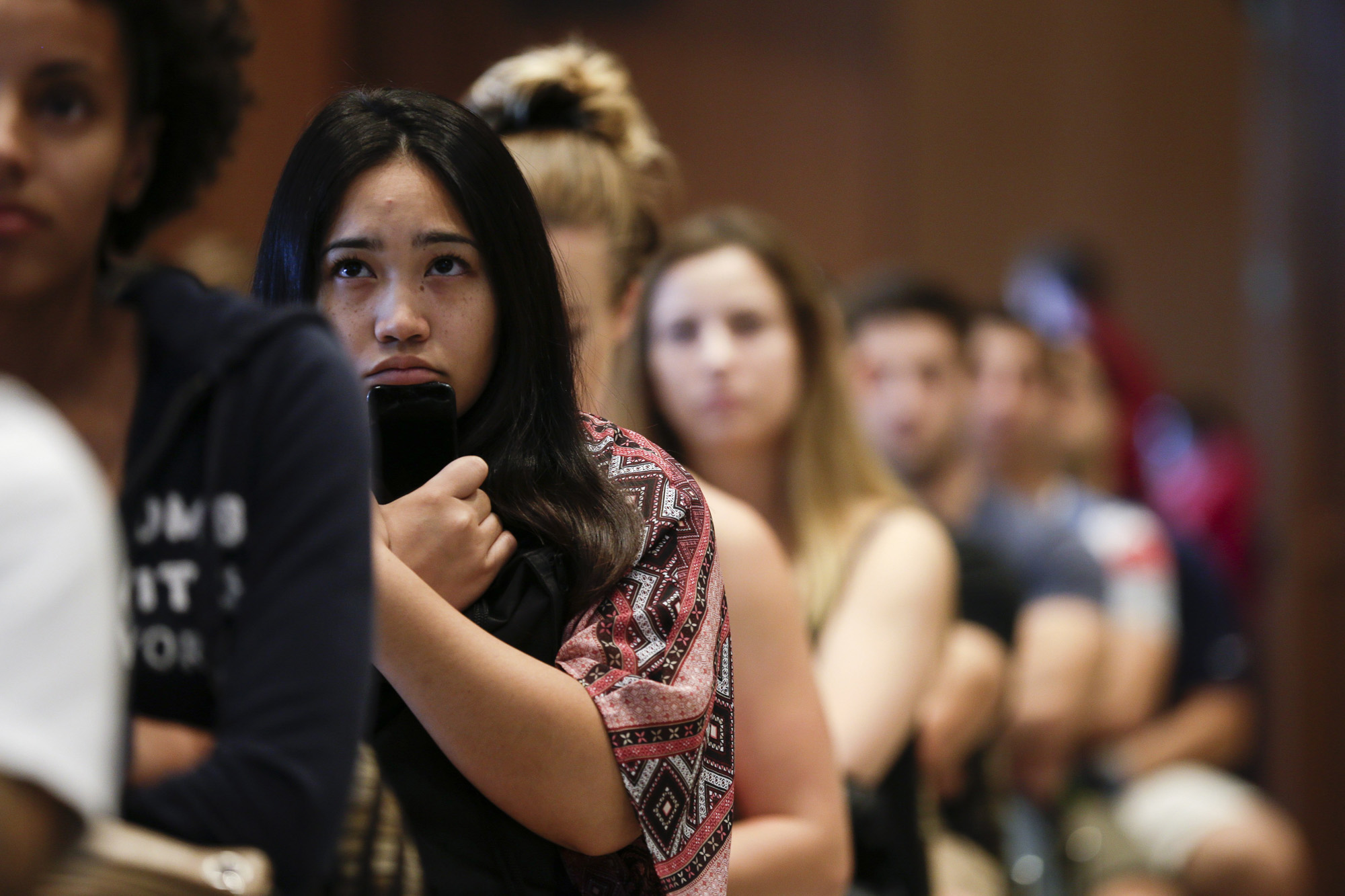 New students at San Diego State University watch a video on sexual consent during an orientation meeting,  Aug. 1, 2014, in San Diego. (Gregory Bull—AP)
