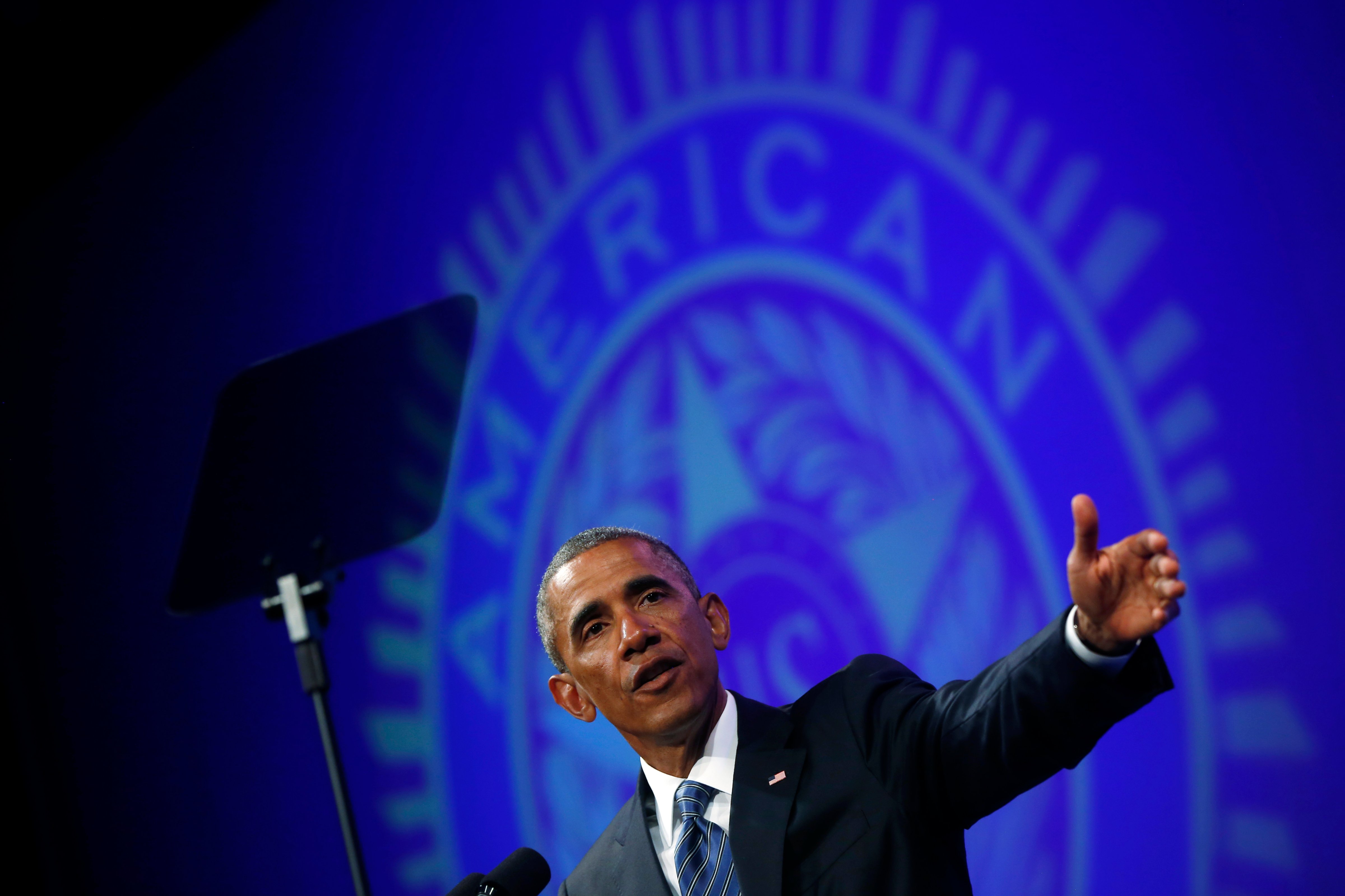 President Barack Obama speaks about veterans issues at the American Legions 96th National Convention at the Charlotte Convention Center in Charlotte, N.C., Tuesday, Aug. 26, 2014. (Charles Dharapak—AP)
