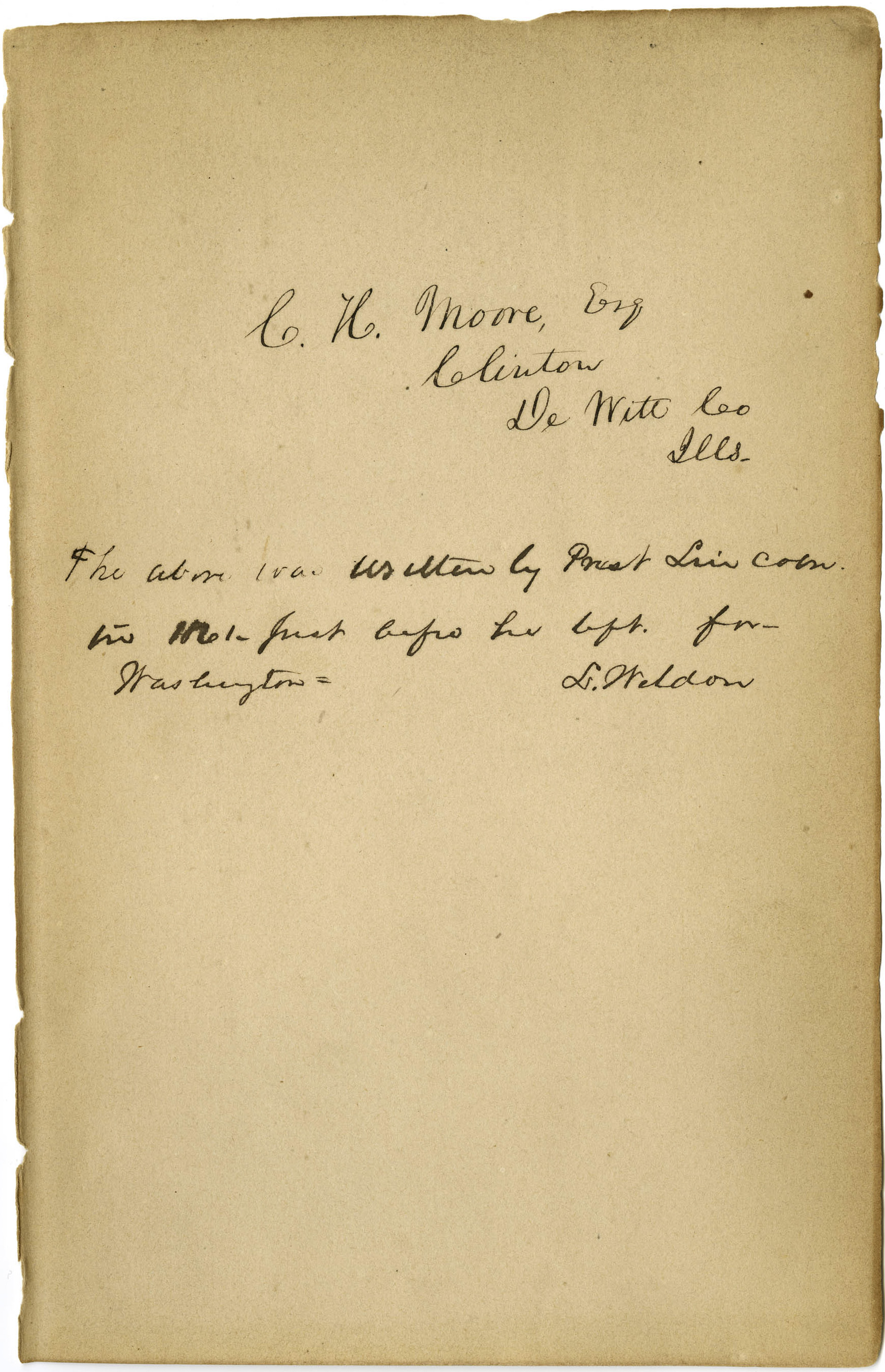 This undated photo provided by the Abraham Lincoln Presidential Library and Museum in Springfield, Ill., shows what historical experts say is Abraham Lincoln's handwriting theyve found inside a tattered book justifying racism that he may have read to better understand his opponents' thinking on slavery. (Courtesy of the Abraham Lincoln Presidential Library and Museum—AP)
