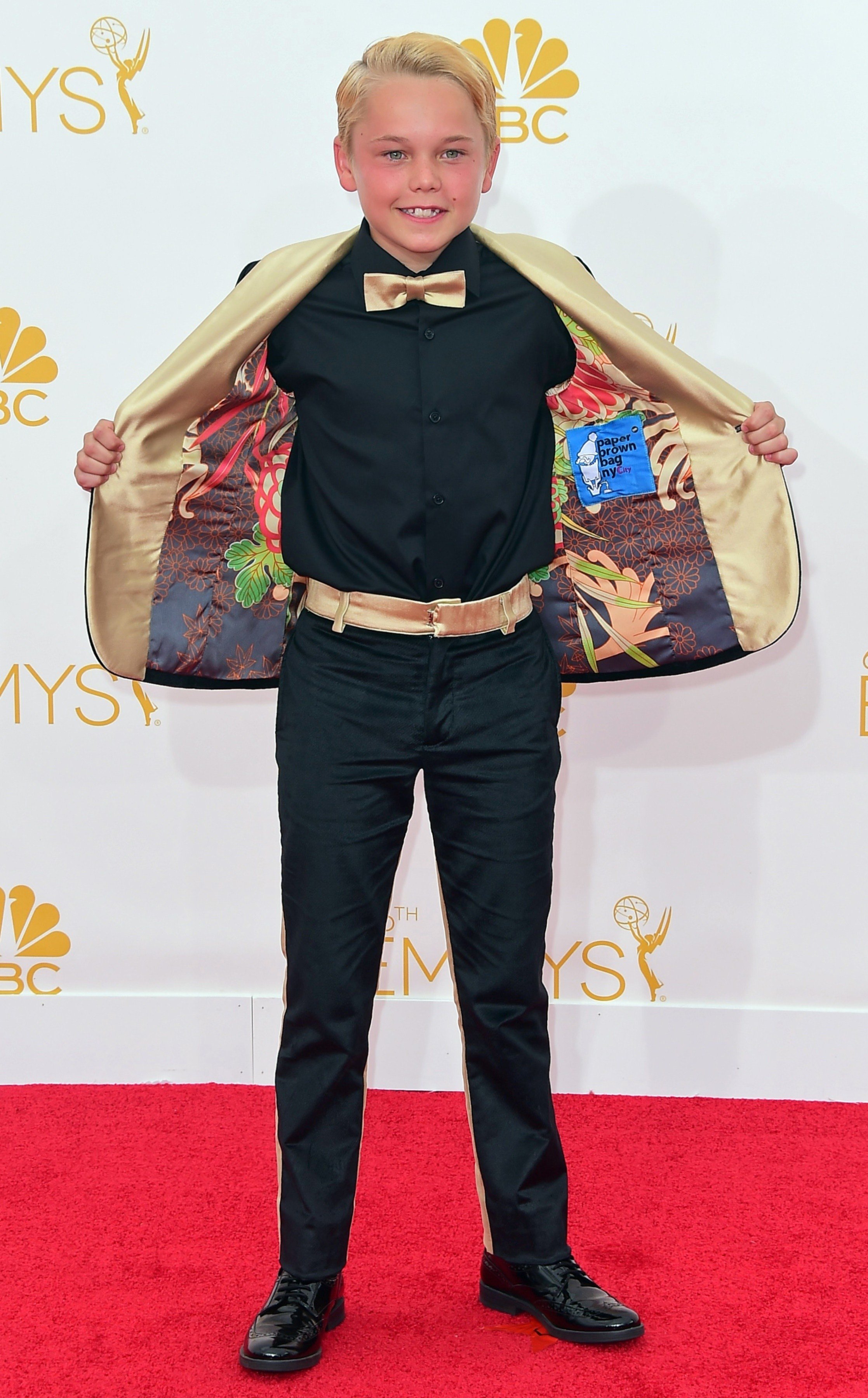 Mason Vale Cotto arrives on the red carpet for the 66th Emmy Awards, August 25, 2014 at Nokia Theatre in Los Angeles, California.