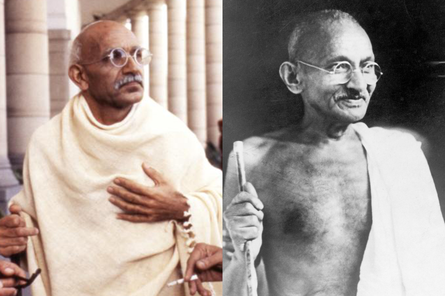 Ben Kingsley plays Gandhi in Gandhi.
