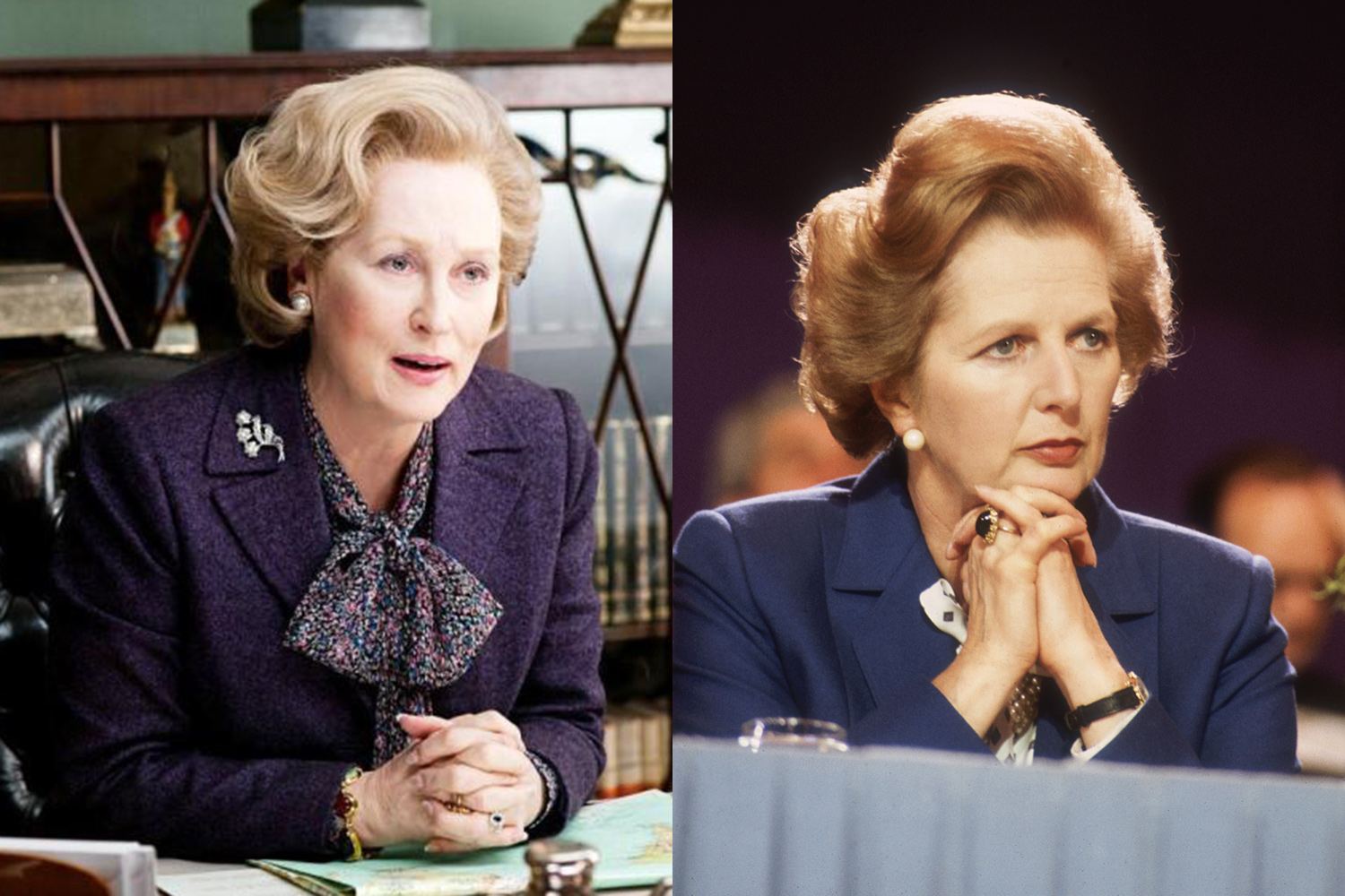 Meryl Streep plays Margaret Thatcher in The Iron Lady.