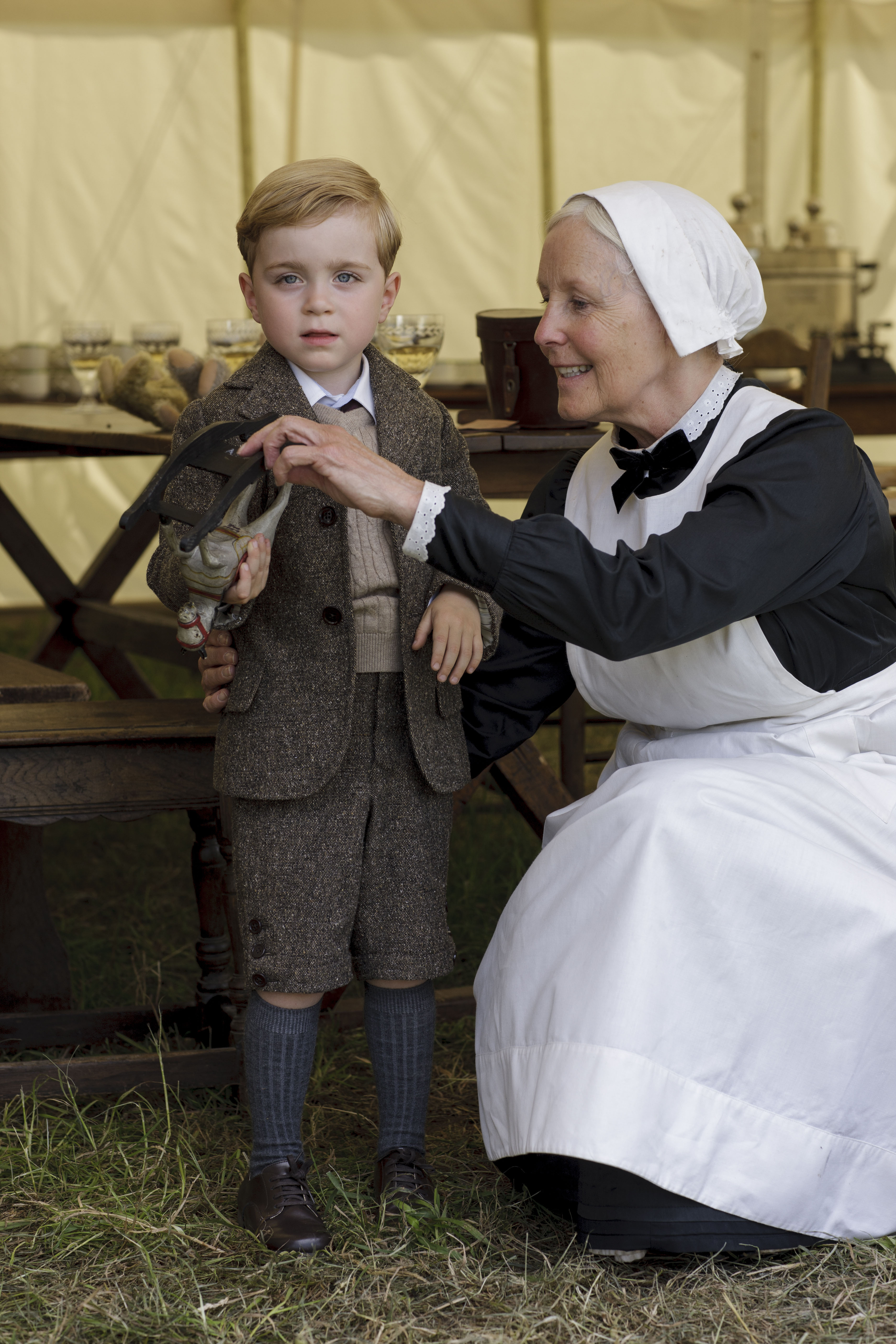 Oliver and Zac Barker as George (Masterpiece/PBS)