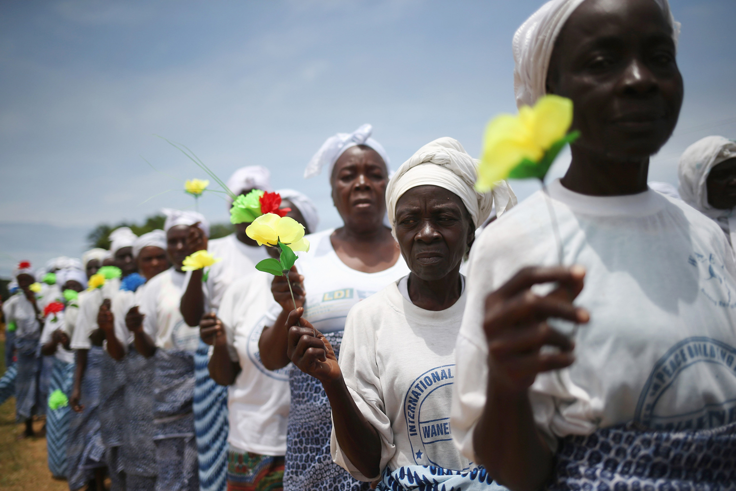 Aug. 14, 2014. Women pray for an end of the Ebola epidemic in Monrovia, Liberia.