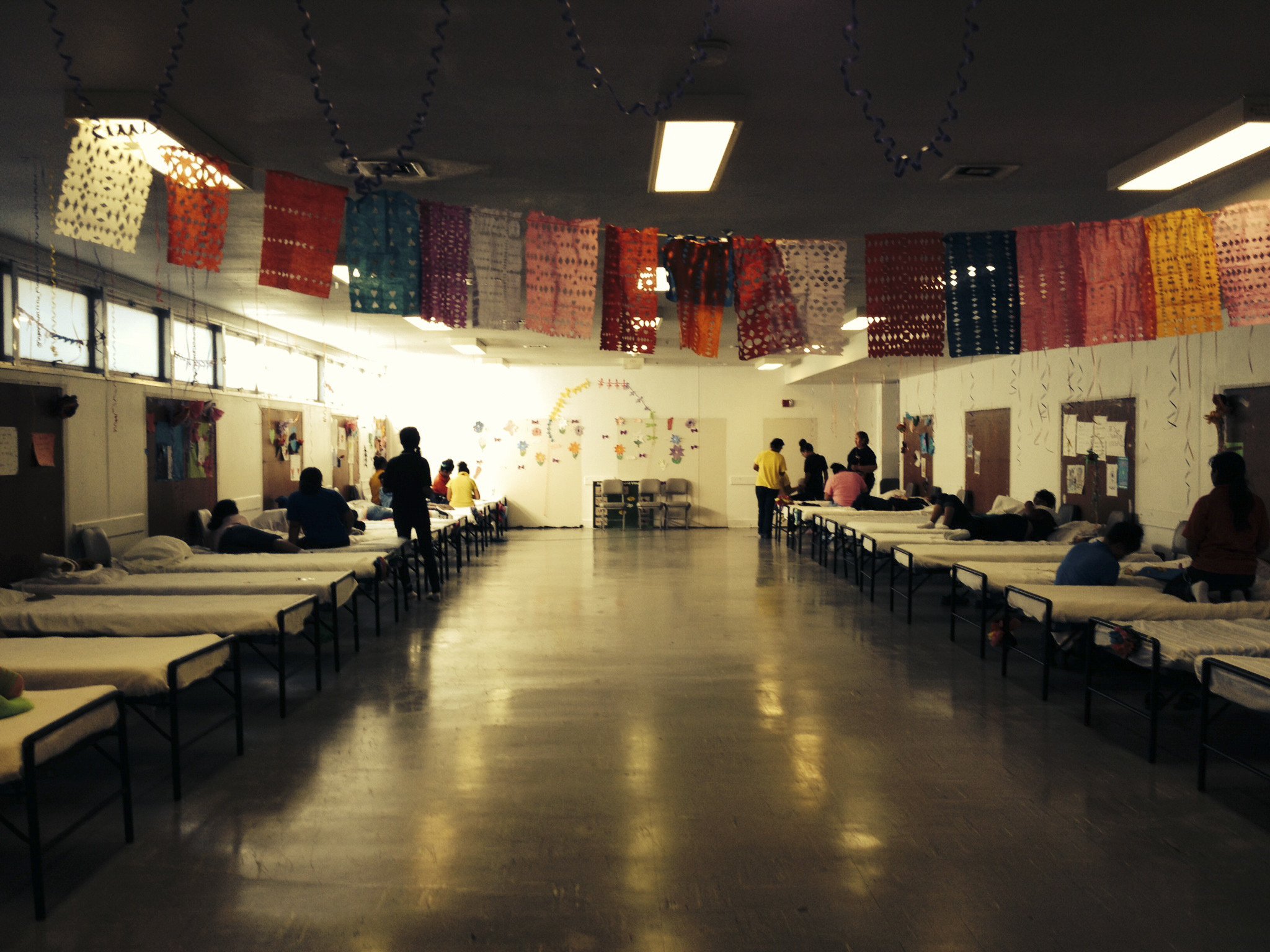 A dormitory at Lackland Air Force Base in San Antonio where unaccompanied migrant girls are being housed.