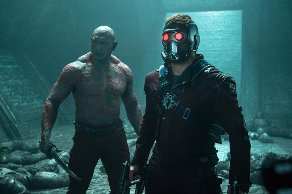 Dave Bautista and Chris Pratt in Marvel's Guardians of the Galaxy (Disney)