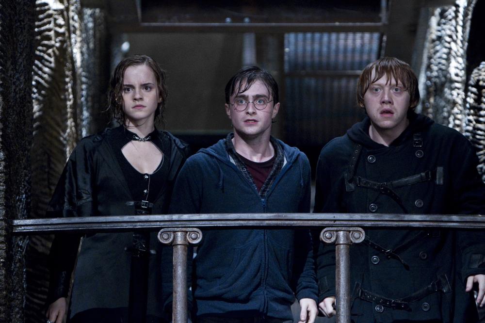 From left: Emma Watson, Daniel Radcliffe, Rupert Grint in <i>Harry Potter and the Deathly Hallows: Part 2</i>, 2011. (Jaap Buitendijk—Warner Bros.)