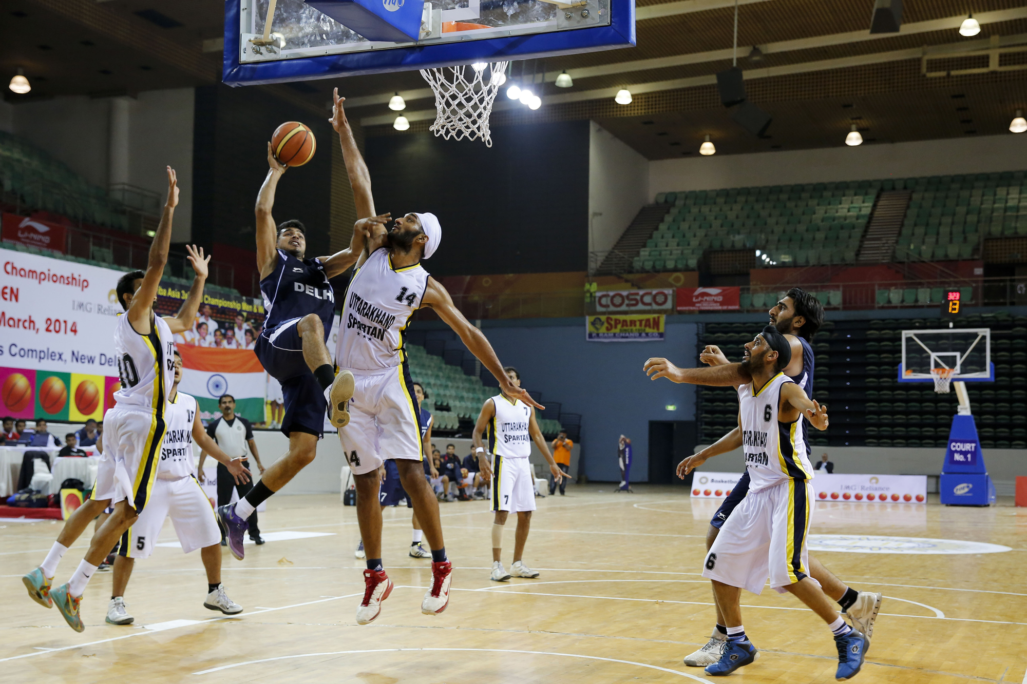 Uttrakhand vs Delhi 64th Senior National Basketball Championship for Men and Women, Delhi 2014 .