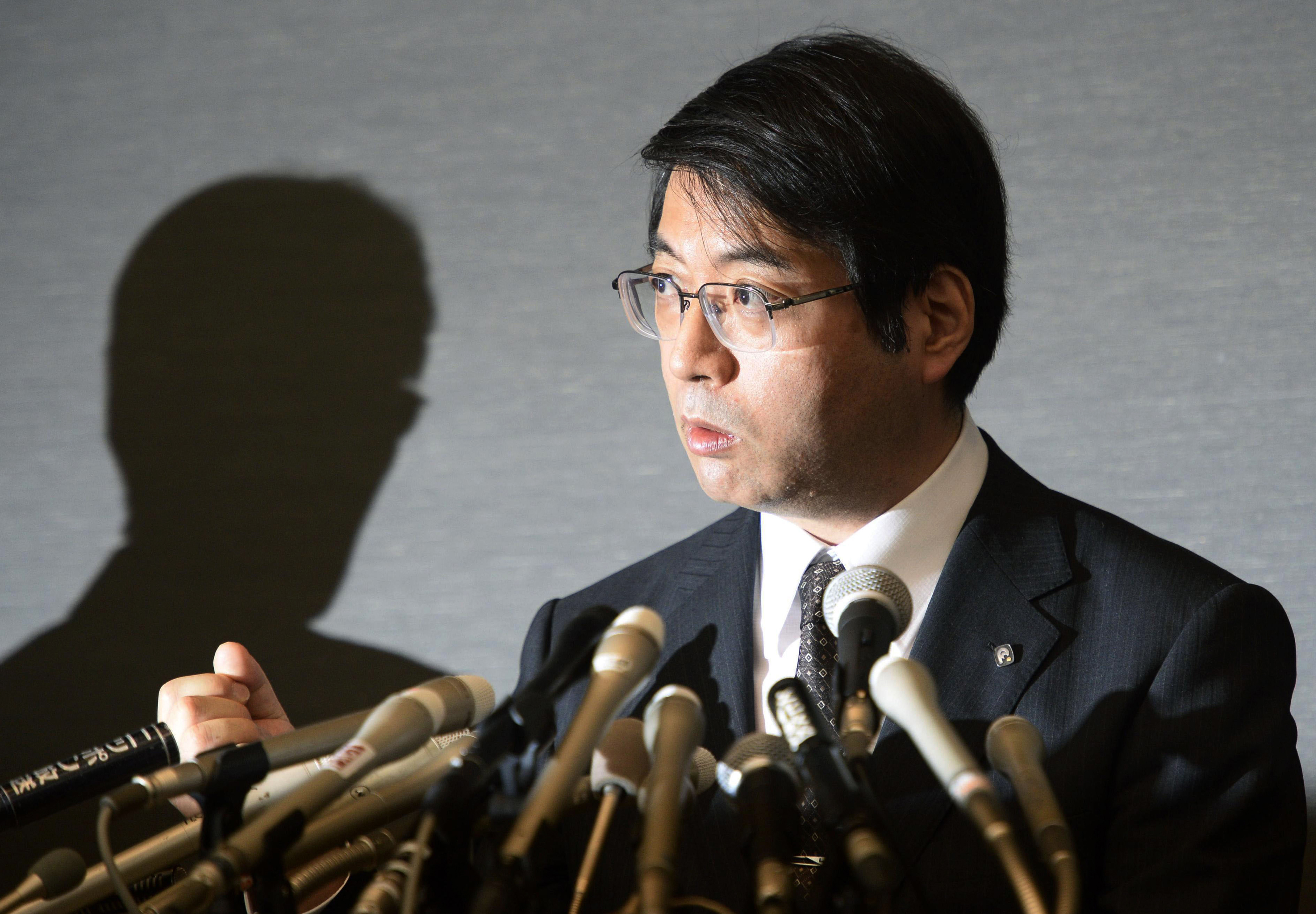 Yoshiki Sasai, deputy chief of the RIKEN Center for Developmental Biology, speaks during a press conference in Tokyo on April 16, 2014. Police said Sasai, 52, was found dead on Tuesday, Aug. 5, 2014. (AP)