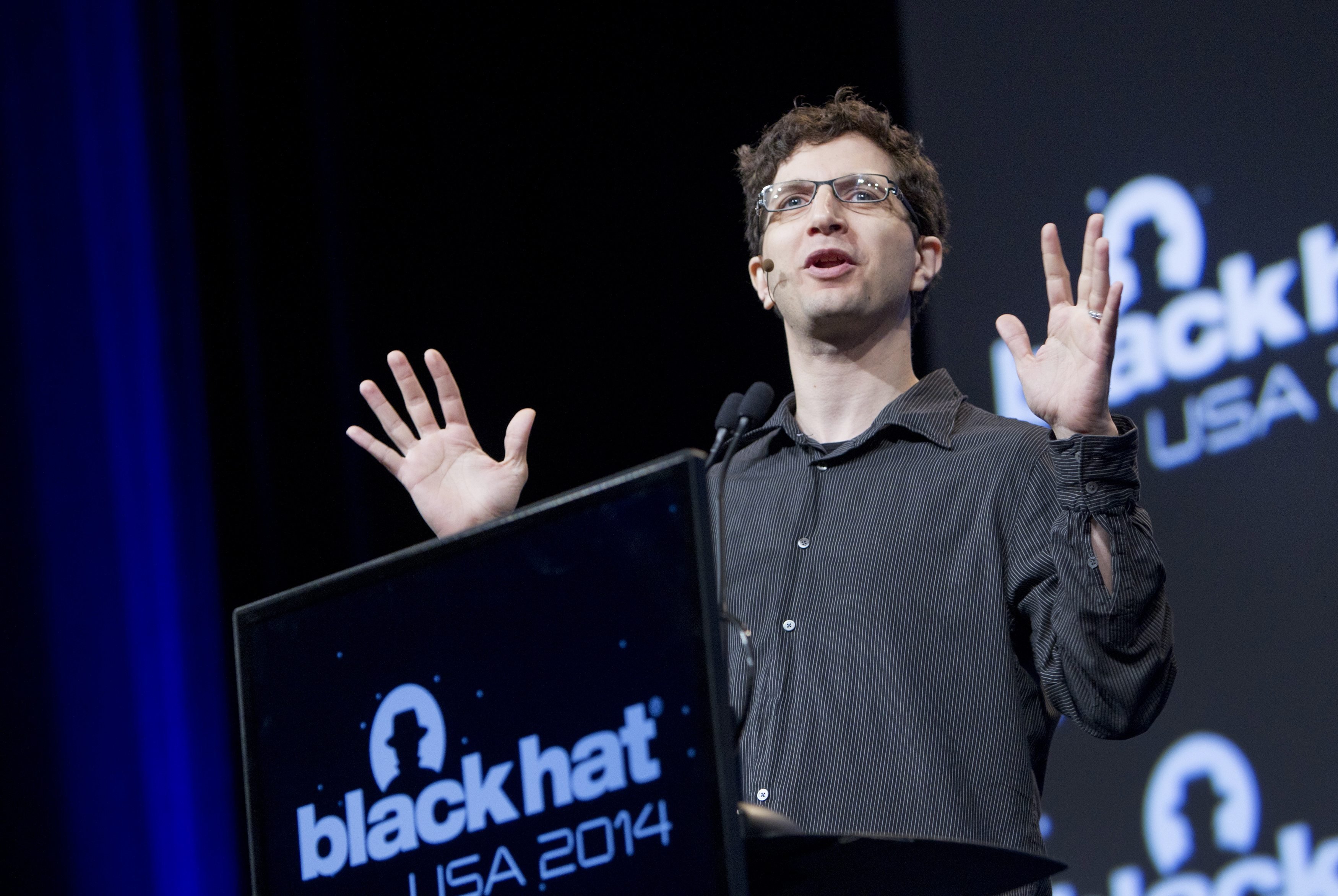 Black Hat founder Jeff Moss speaks during the Black Hat USA 2014 hacker conference at the Mandalay Bay Convention Center in Las Vegas
