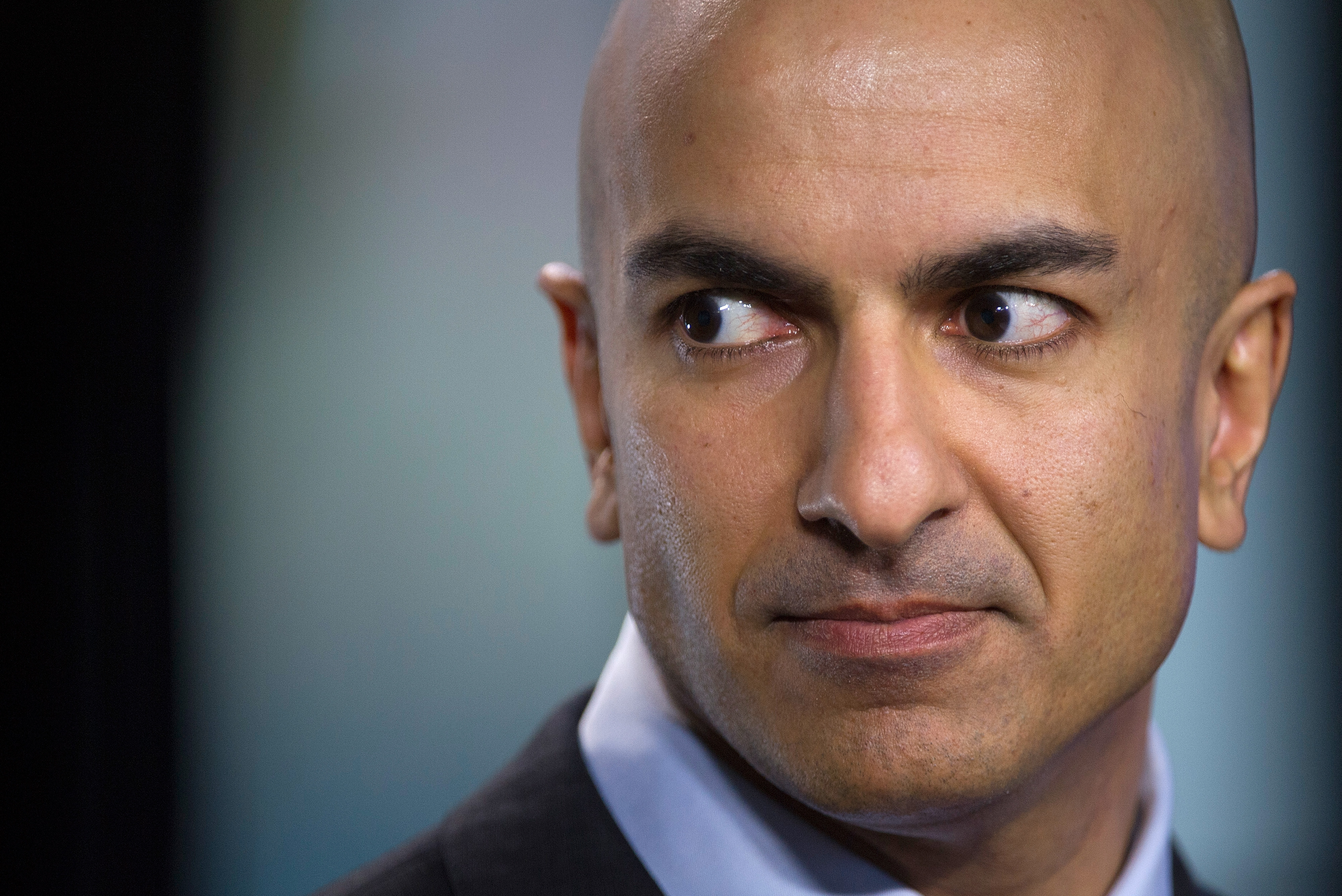California Republican gubernatorial candidate Neel Kashkari pauses during a Bloomberg West Television interview in San Francisco, California, U.S., on Friday, Feb. 28, 2014. Kashkari, former head of the U.S. Treasury's bank bailout program, discussed his decision to run for governor in California. (Bloomberg—Bloomberg via Getty Images)