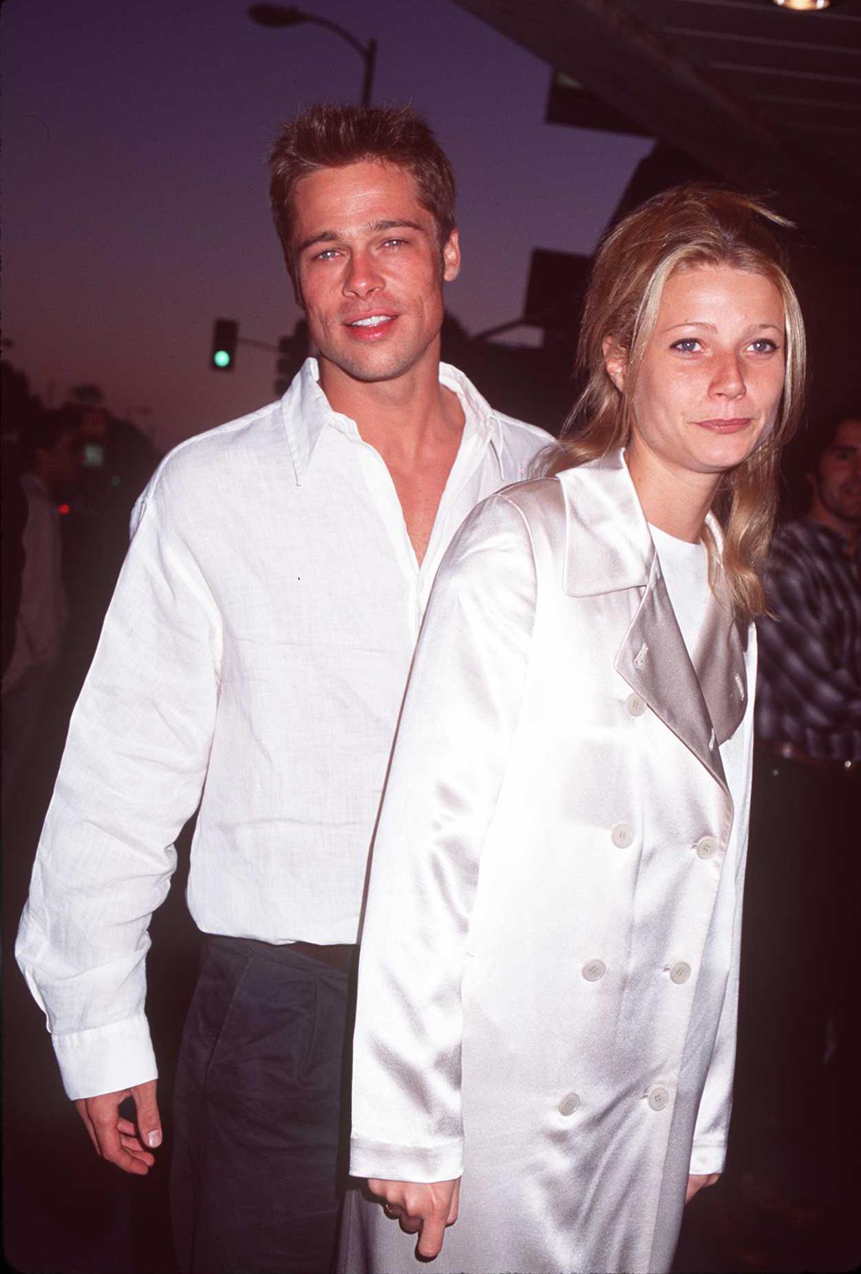Brad Pitt And Girlfriend Gwyneth Paltrow At The Premiere Of "Oblivion" In Los Angeles, California on July 11, 1995.