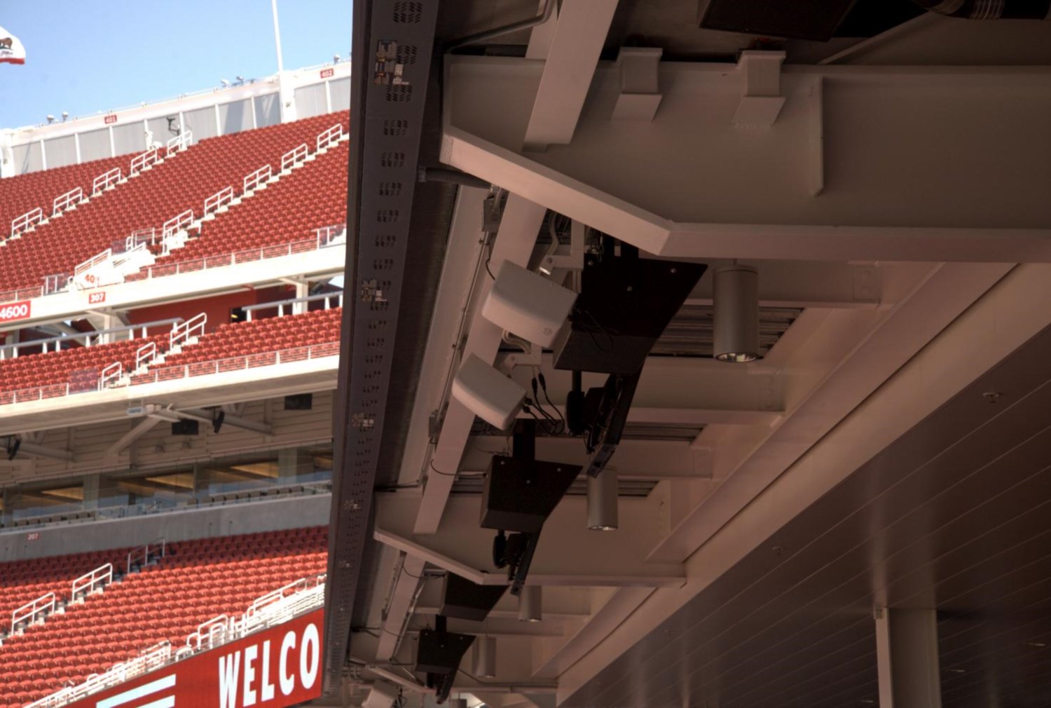 Repeaters placed throughout Levi's Stadium pass Internet service along from section to section (Ben Bajarin for TIME)