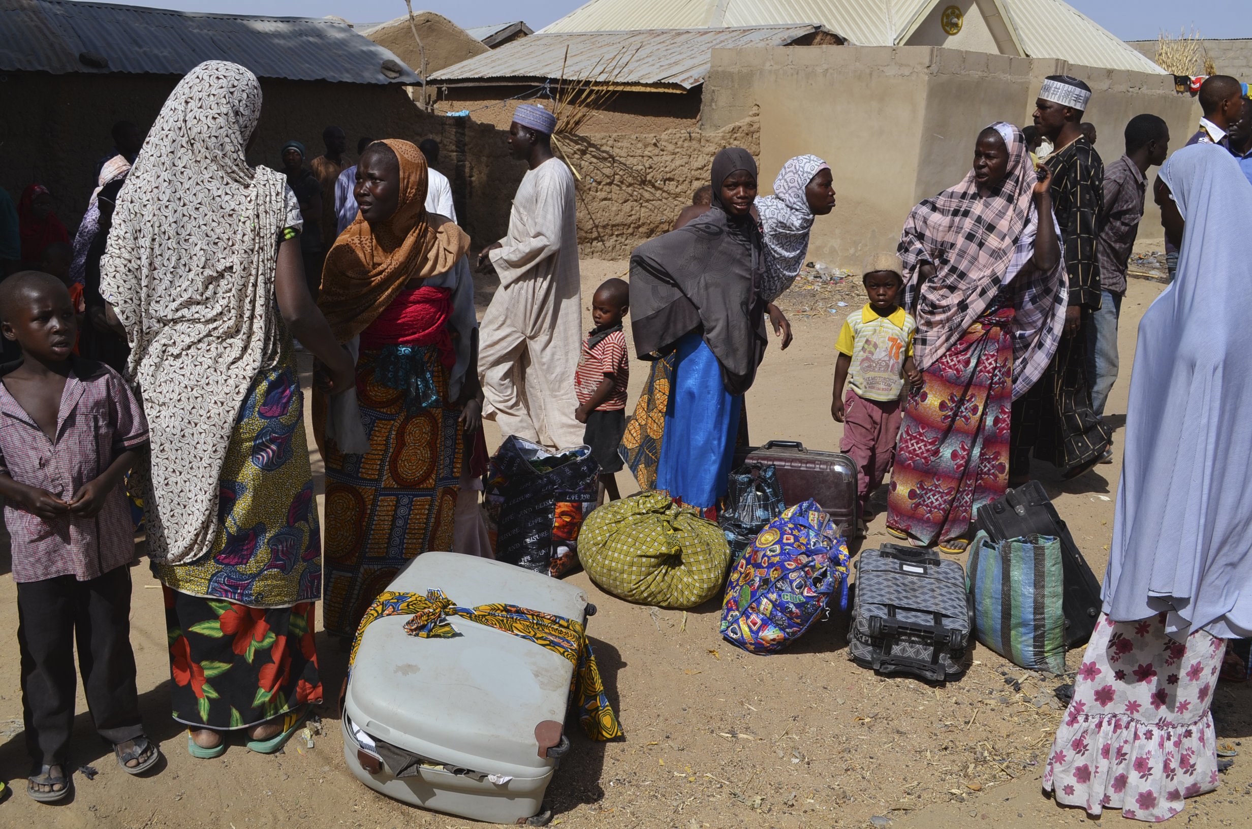 In this Feb. 18, 2014 photo, families from Gwoza are pictured at a refugee camp in Mararaba Madagali, Adamawa State after being displaced by the violence and unrest caused by the insurgency. (Stringer/Reuters)