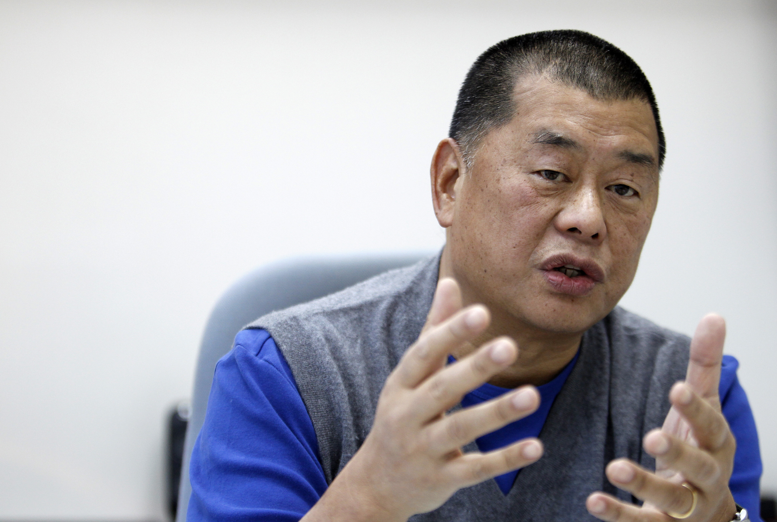 Lai, chairman and founder of Next Media, speaks during an exclusive interview with Reuters in Taipei