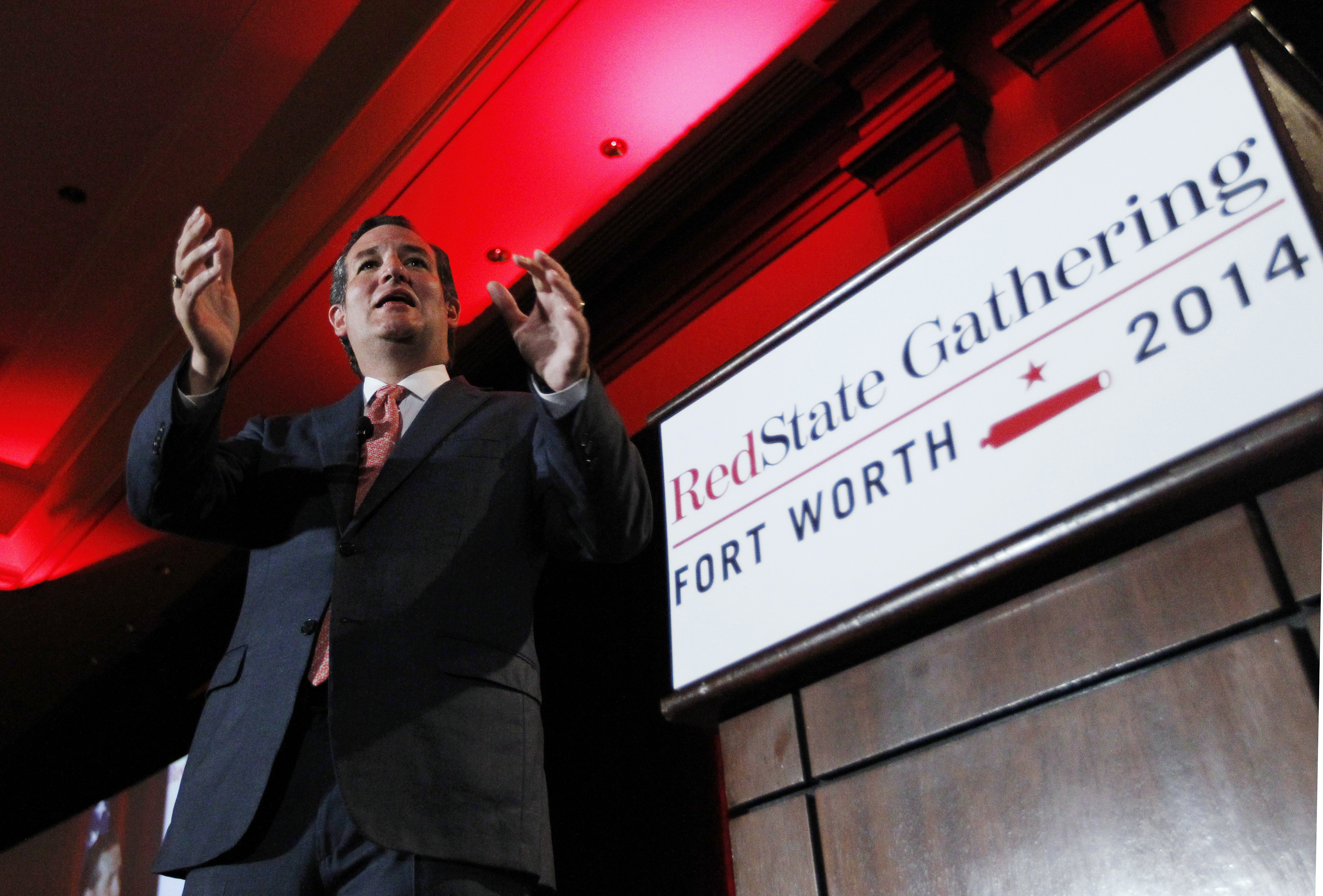 U.S. Sen. Ted Cruz, R-Texas, delivers a speech to 2014 Red State Gathering attendees on Aug. 8, 2014, in Fort Worth, Texas. (Tony Gutierrez—AP)