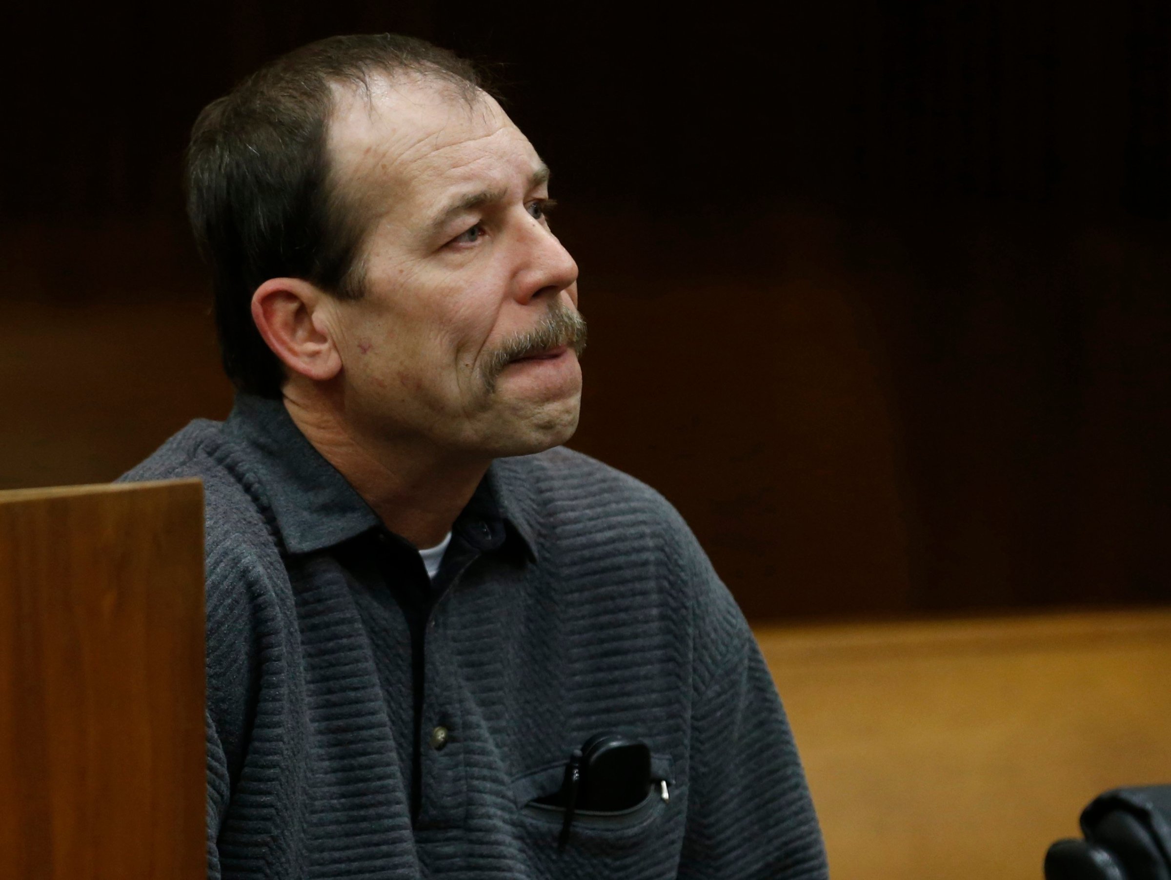 Theodore Wafer sits in the court room during his arraignment in Detroit, Michigan on January 15, 2014.
