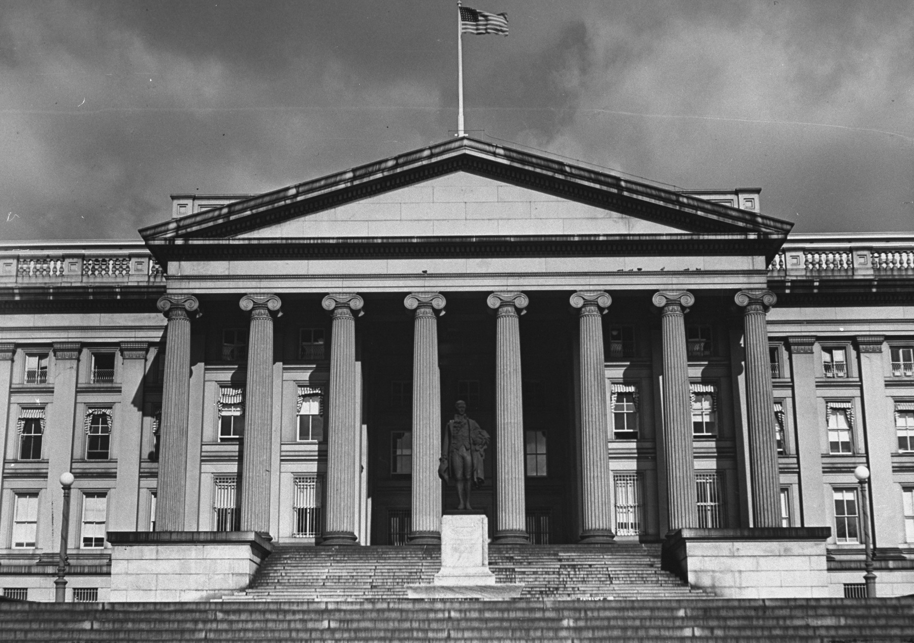 Exterior of the US Treasury building.  (