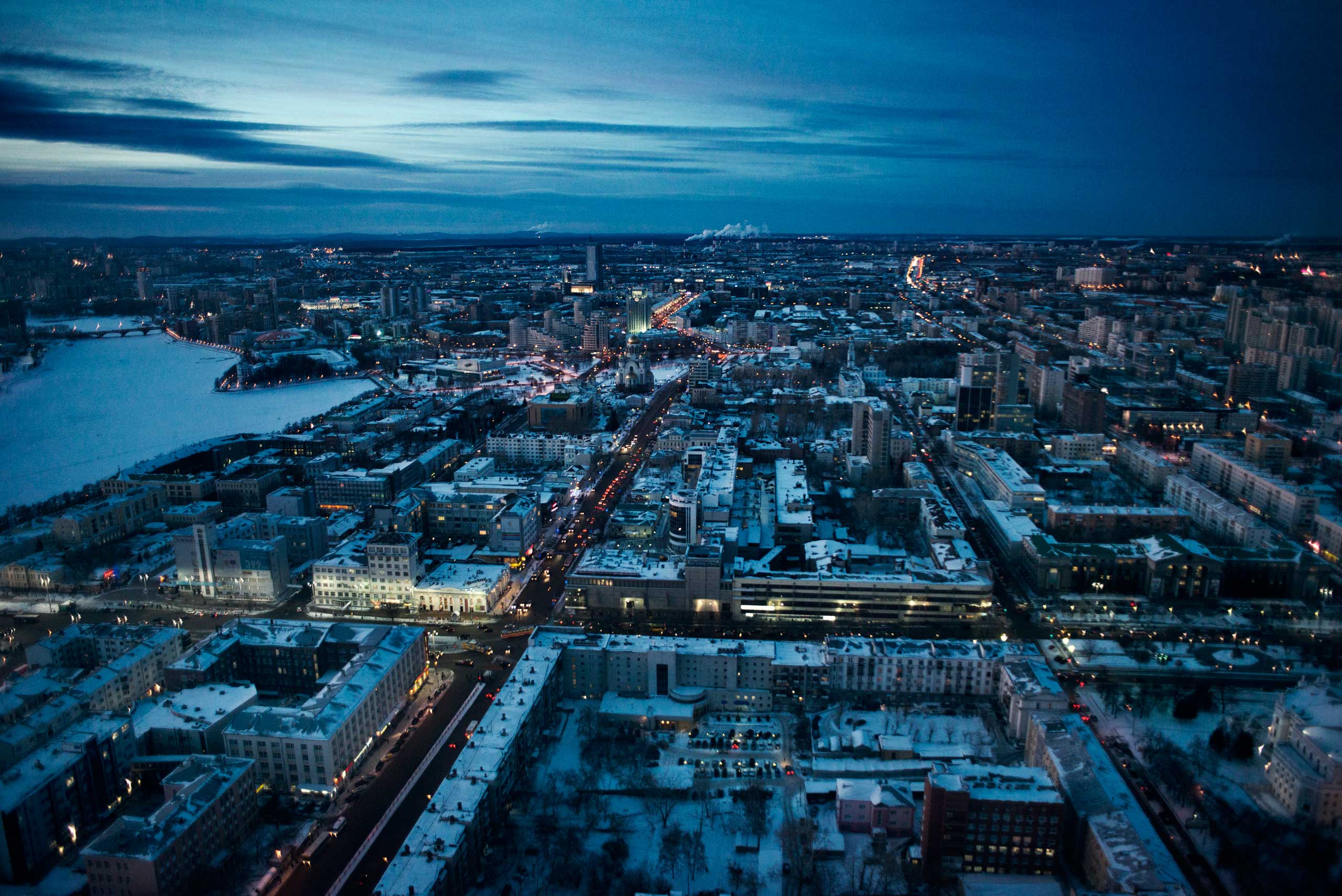 A view from the top of Yekaterinburg. The city, the regional capital, has about 1.5 million inhabitants and was the first Russian city in Asia. About 80 percent of the population of the region lives in Yekaterinburg. Registered drug addicts number about 40,000.