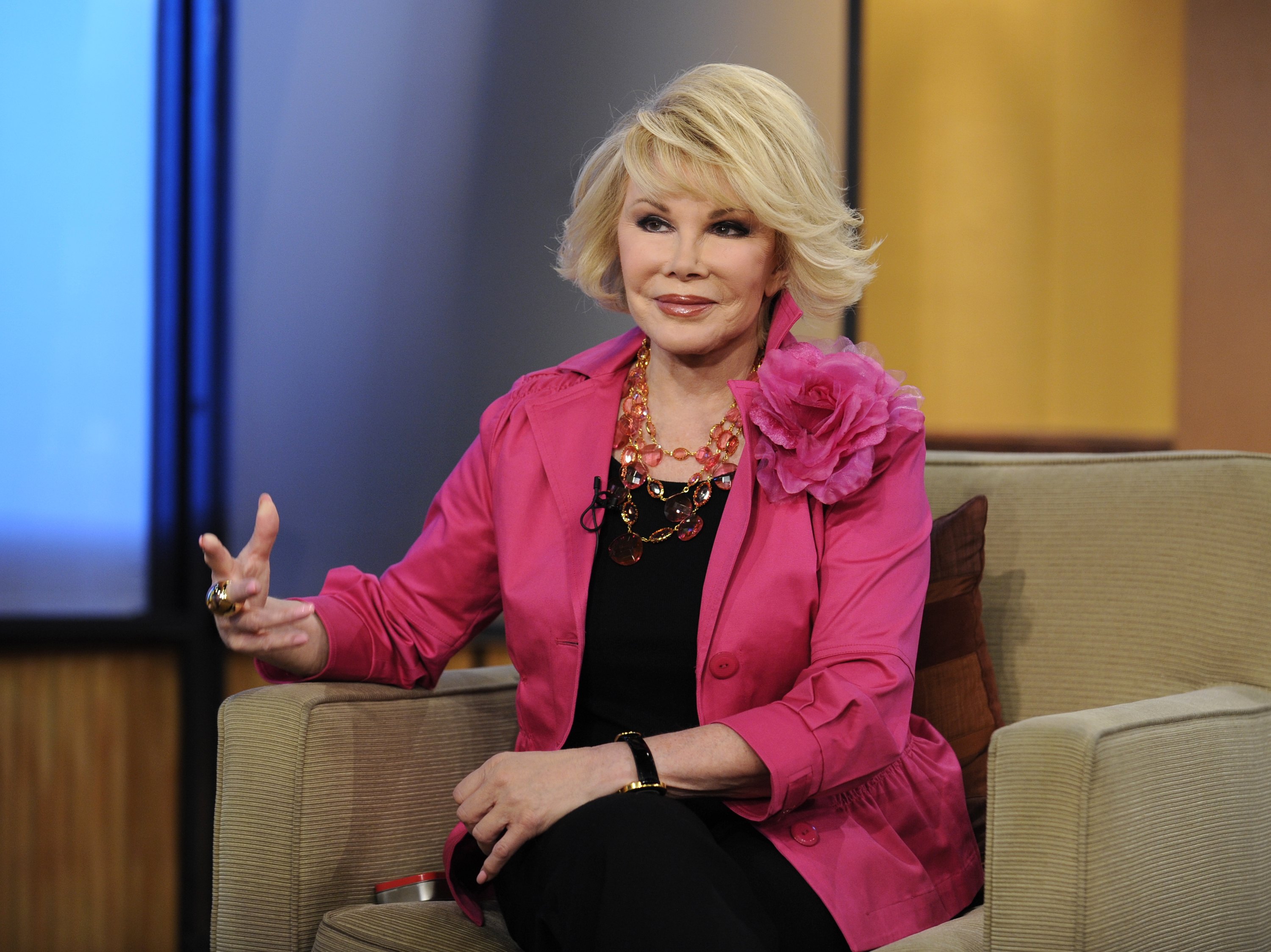 Joan Rivers talks about her documentary, "A Piece of Work,"  on "Good Morning America." (Steve Fenn&mdash;ABC / Getty Images)