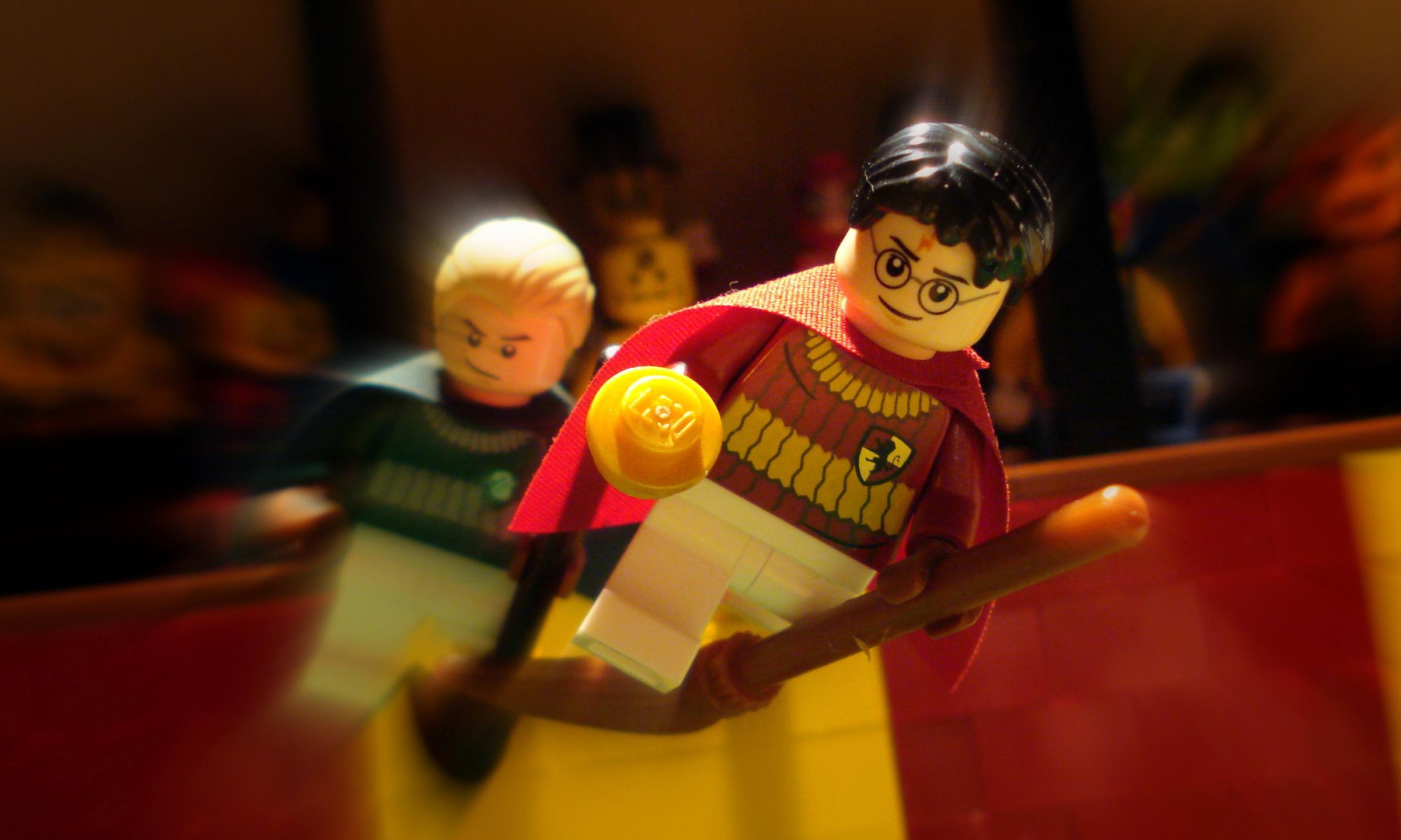 LEGO re-creation of a quidditch match from Harry Potter movies