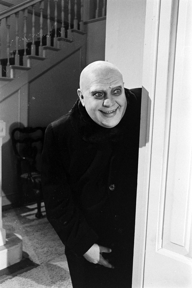 An unidentified actor auditions for the role of Uncle Fester, 1964.