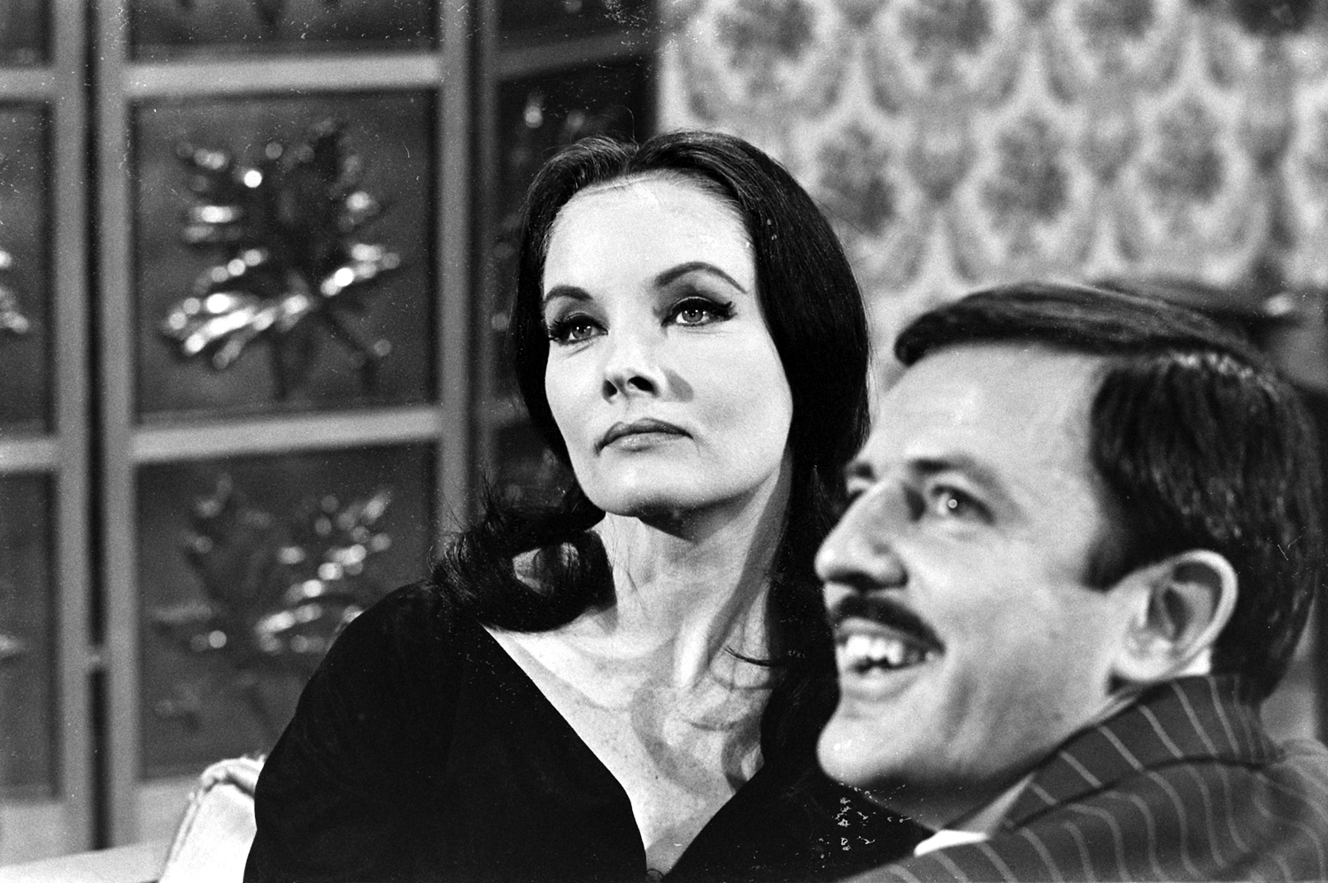 John Astin with an actress auditioning for the role of Morticia Addams, 1964.