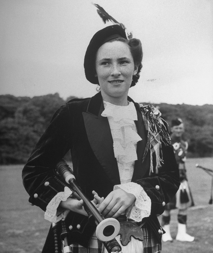 The only female competing in the piping events at Banff fest, 1946.